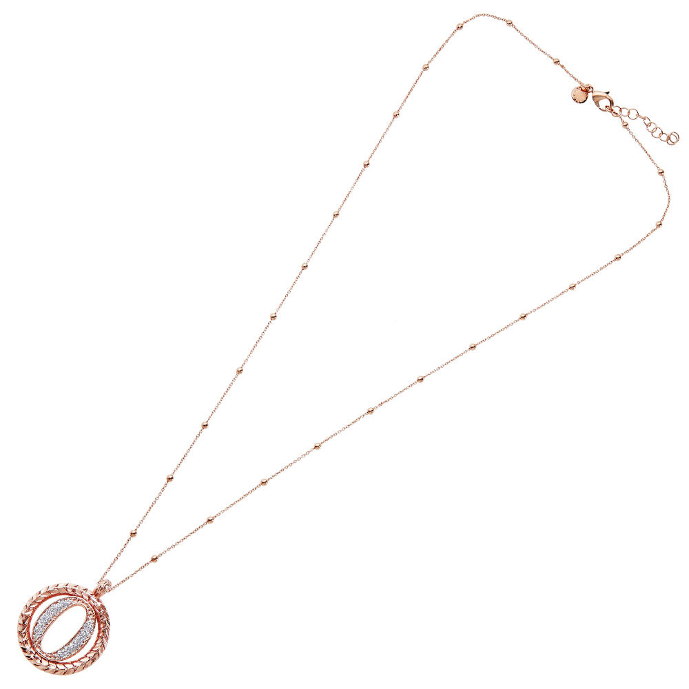 Ottaviani Collana in bronzo oro rosa con glitter argento In vendita