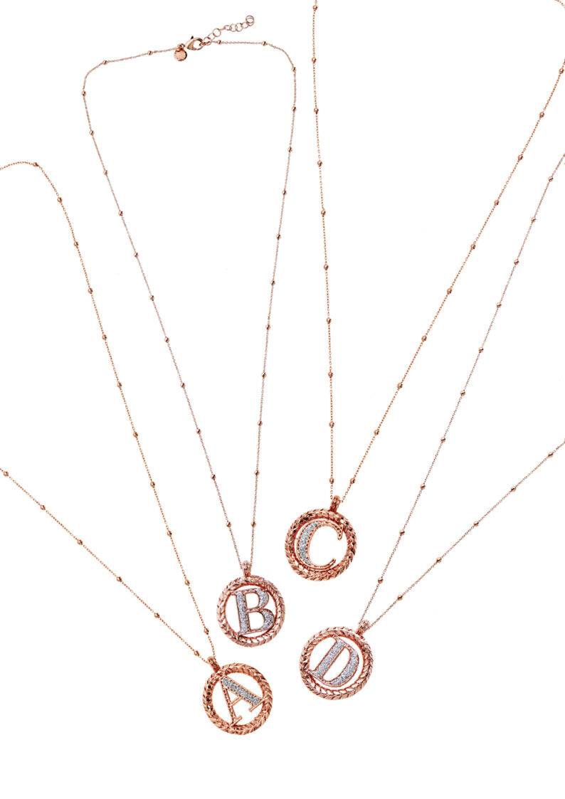 Ottaviani Collana in bronzo oro rosa con glitter argento Nuovo