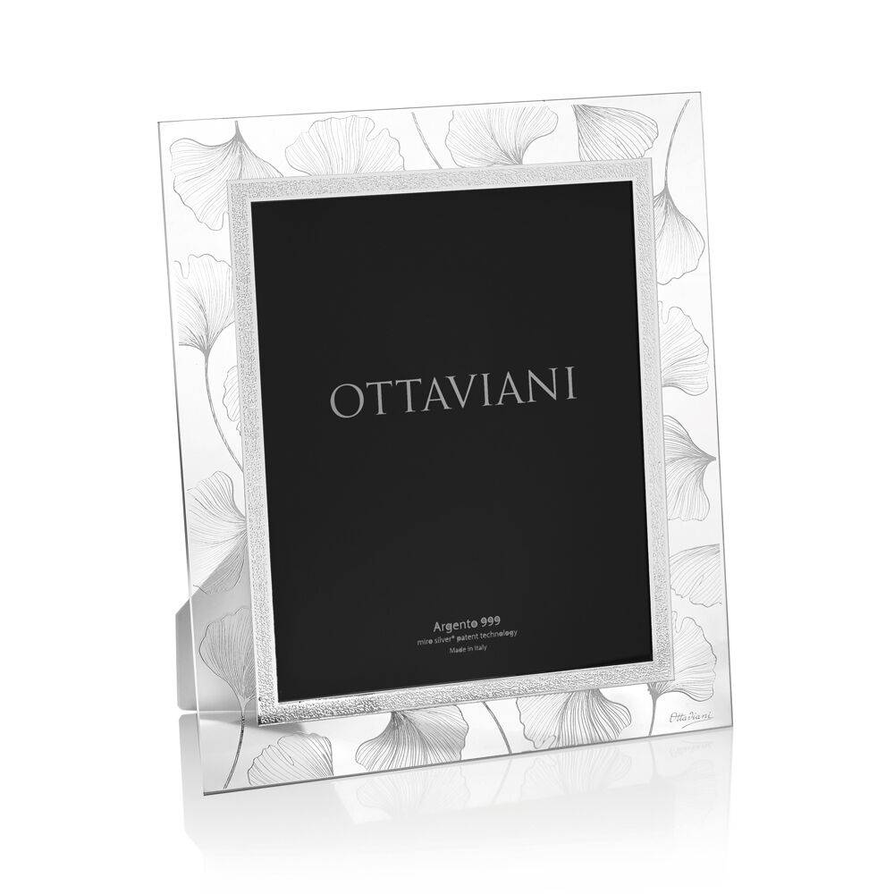Ottaviani Portafoto in cristallo "soffio" con foglia arg