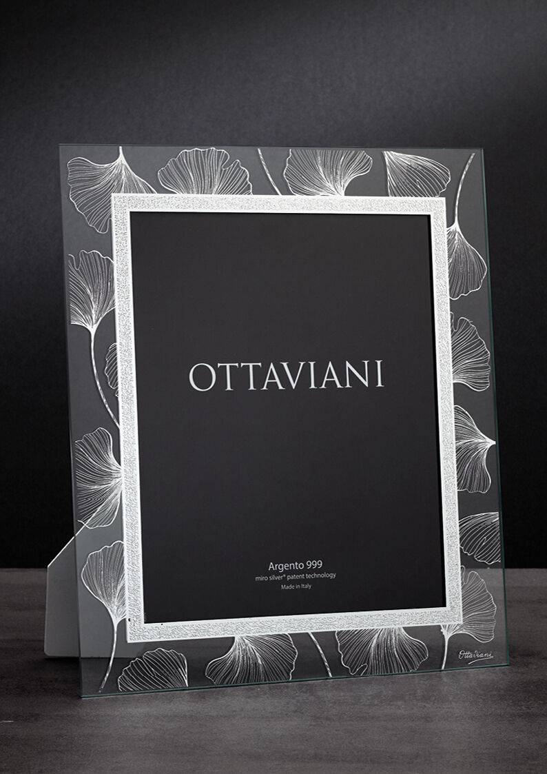 Ottaviani Portafoto in cristallo "soffio" con foglia arg Hotsell