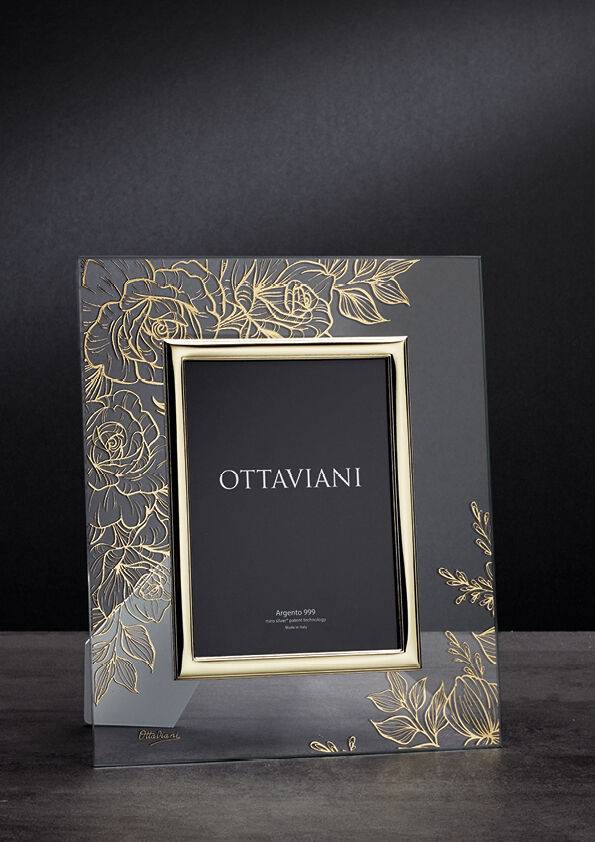 Ottaviani Portafoto cristallo "rose" c/c. e foglia oro Vendita Calda