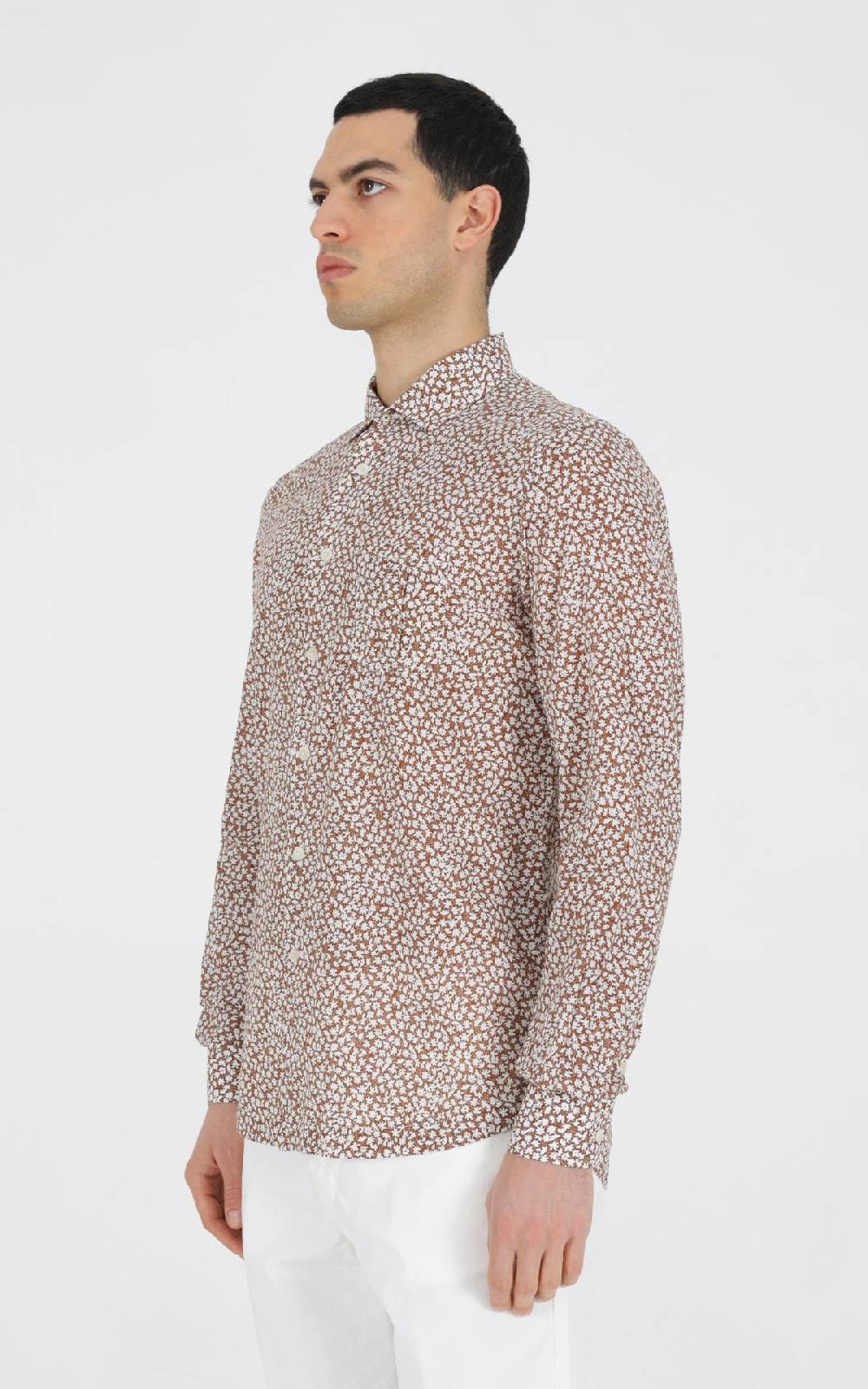 Outfit Italy Camicia francese con taschino in cotone stampato Novità