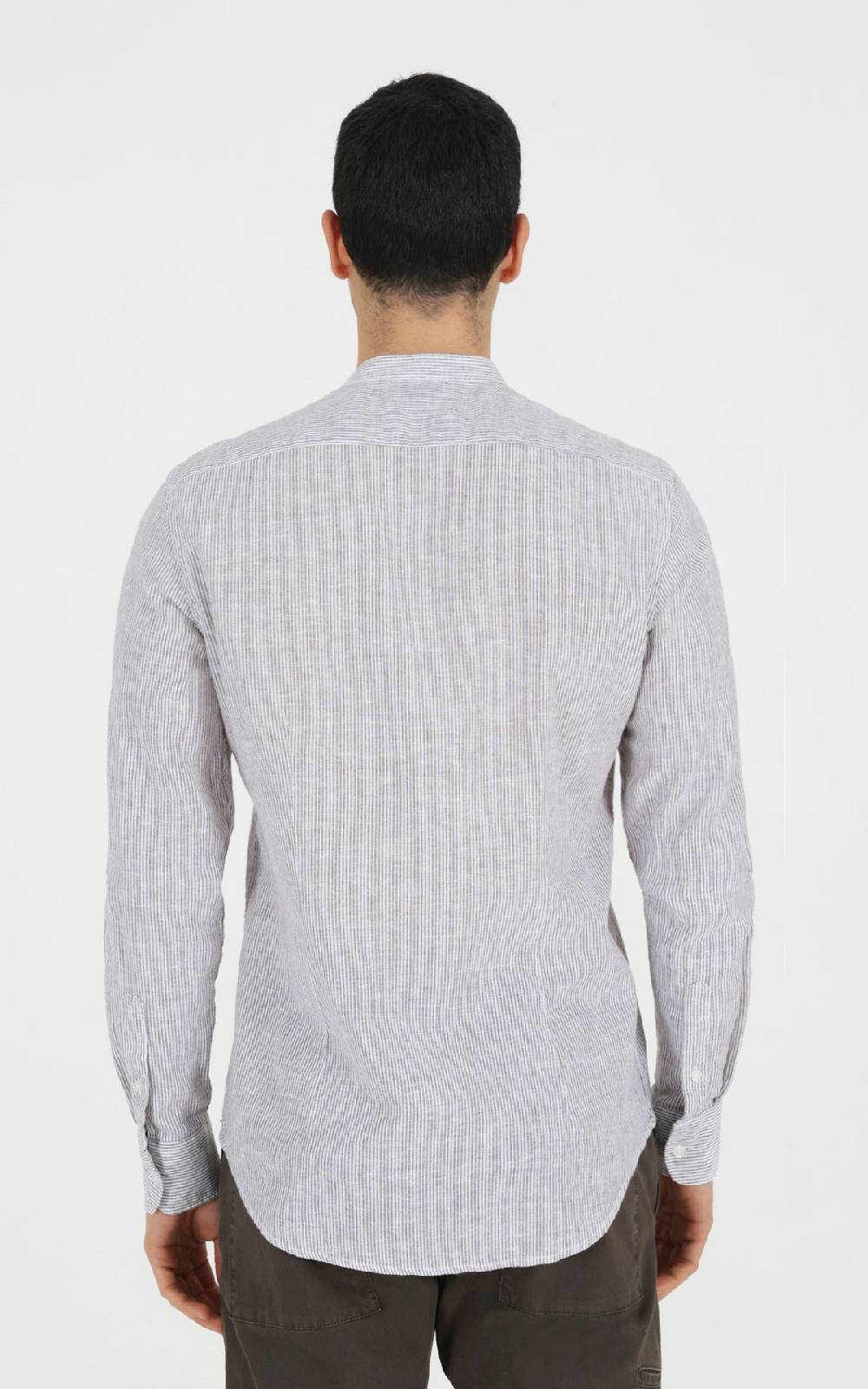 Outfit Italy Camicia coreana in misto lino rigato Sconto