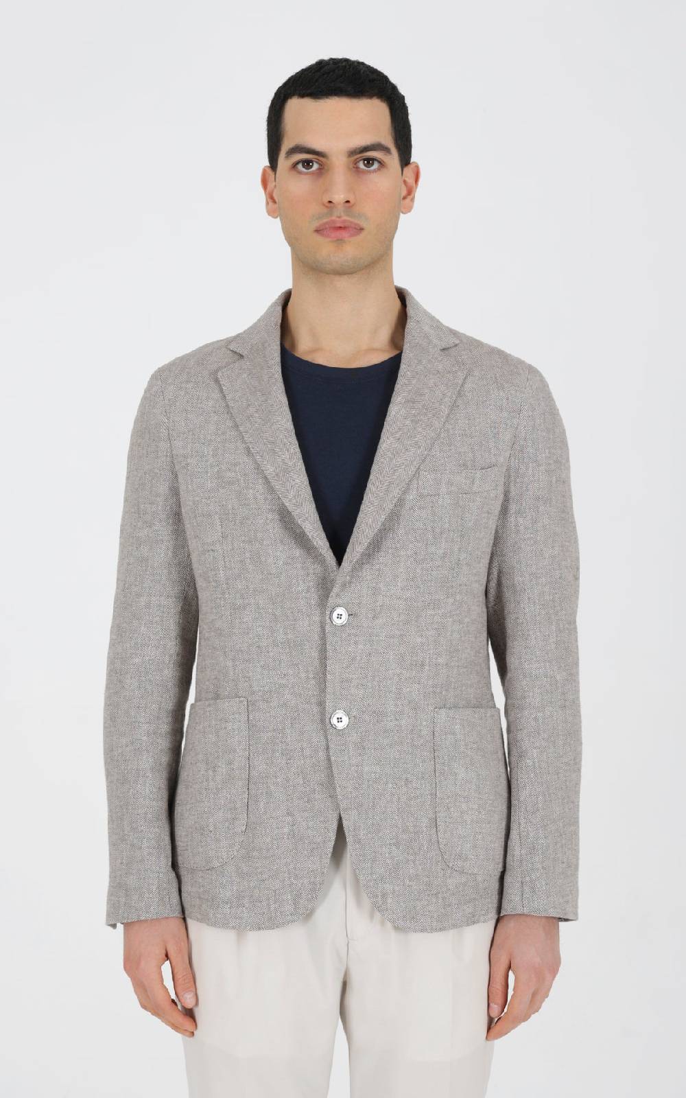 Outfit Italy Giacca doppiopetto strutturata in tessuto lino Vendita Calda