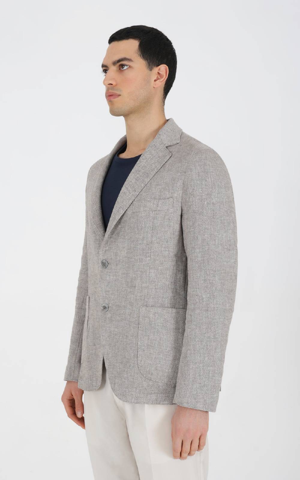 Outfit Italy Giacca doppiopetto strutturata in tessuto lino Vendita Calda