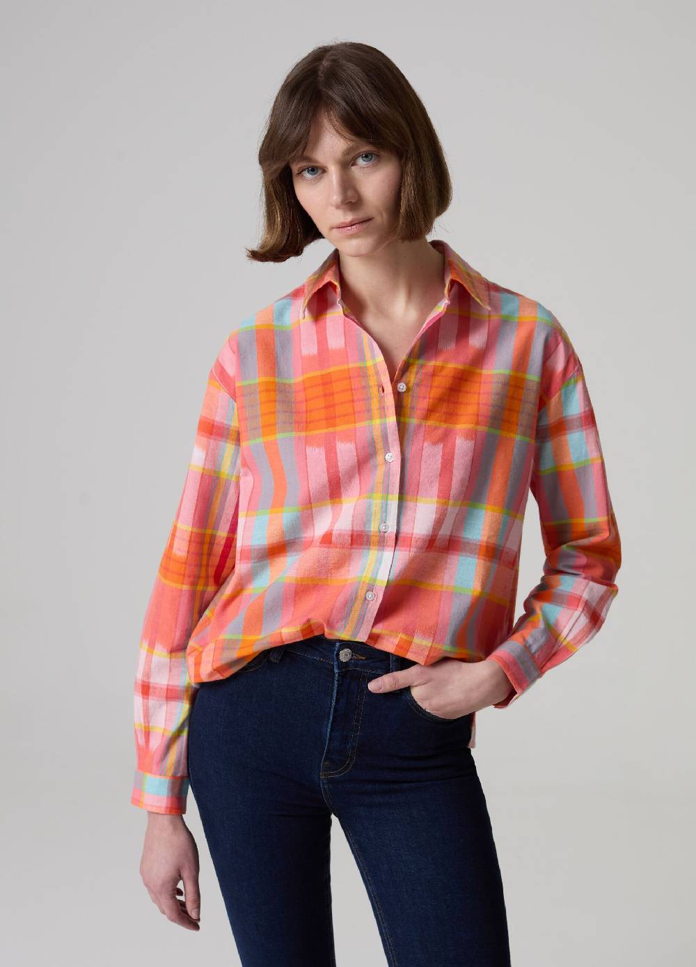 Ovs Camicia in cotone e lino fantasia check