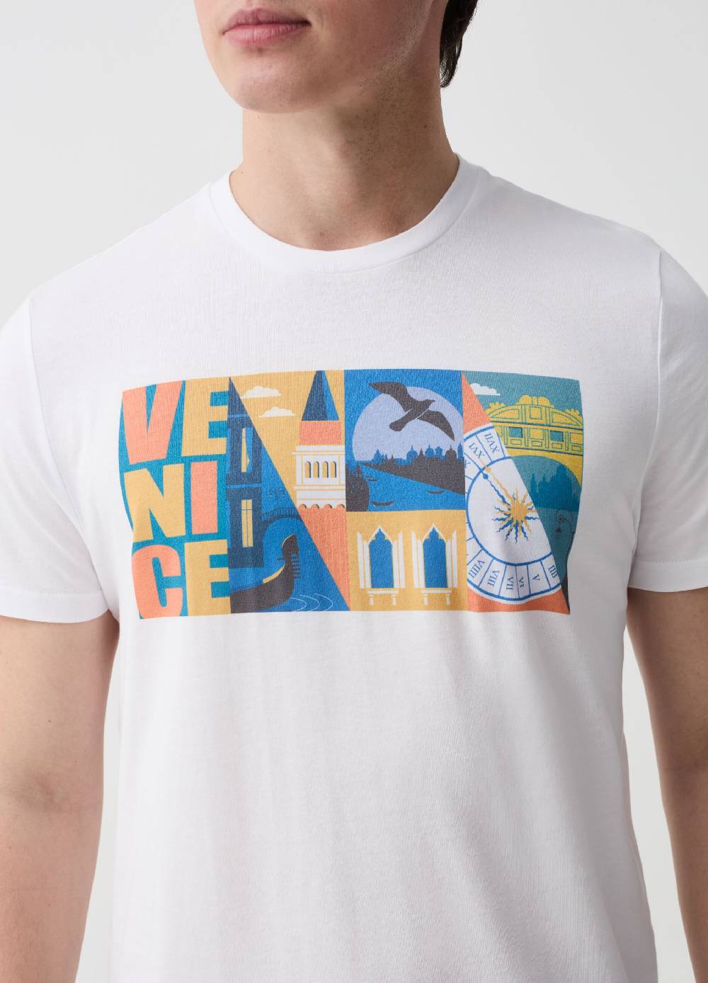 Ovs T-shirt in cotone con stampa Venezia In Vendita