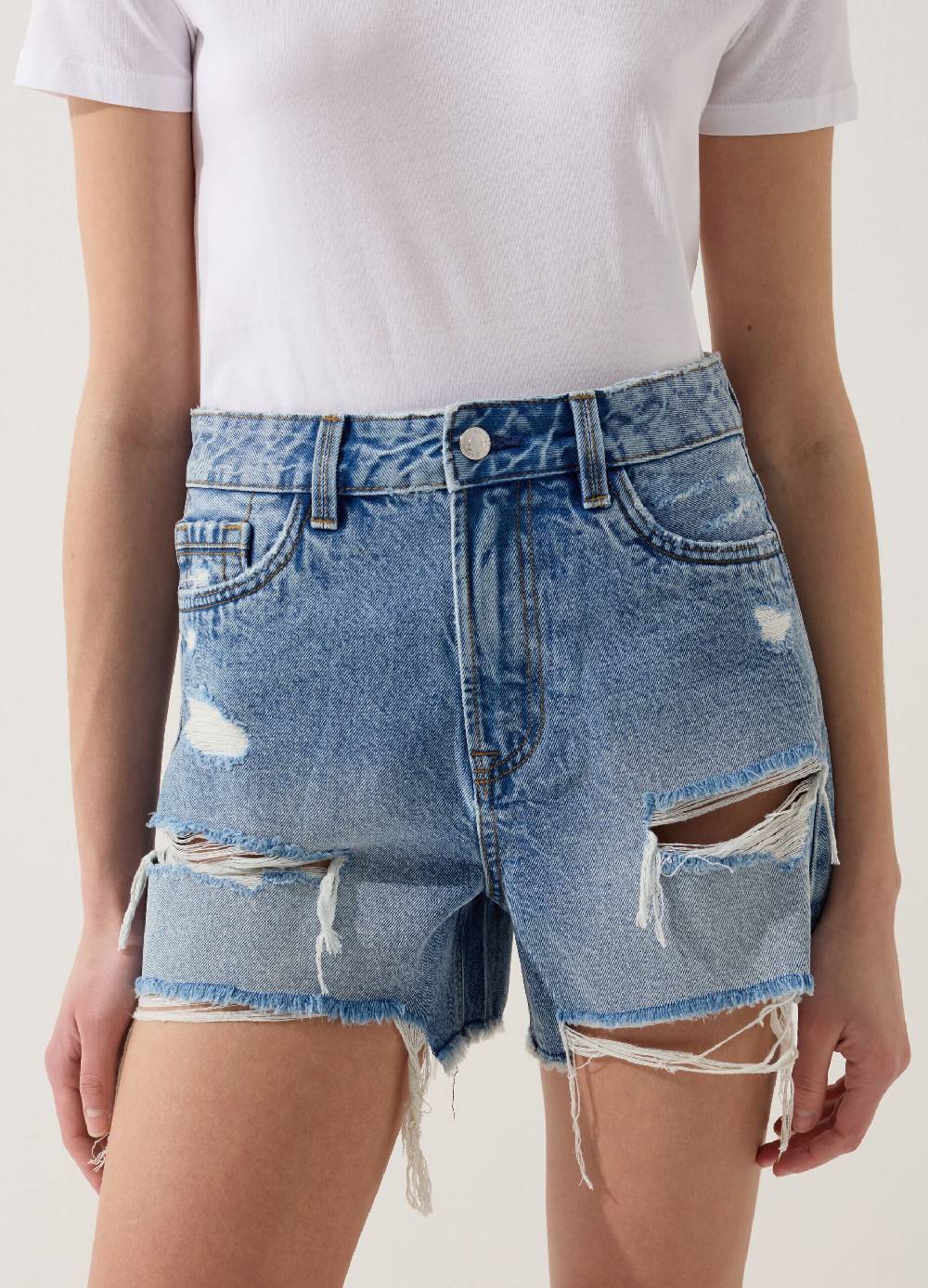 Ovs Shorts in denim con strappi a vita alta Presa