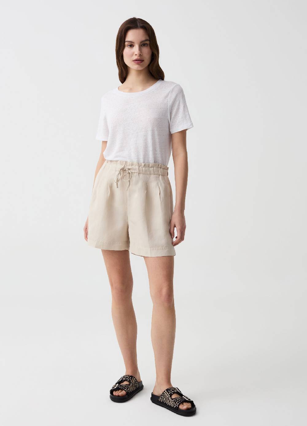Ovs T-shirt in lino con scollo rotondo Vendite Flash