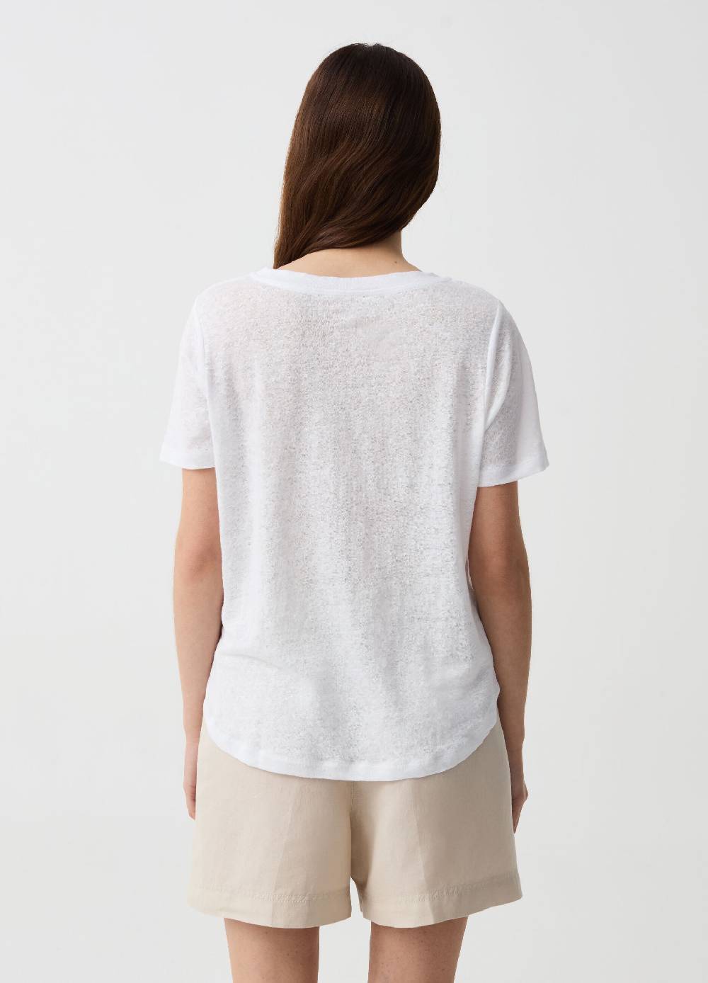 Ovs T-shirt in lino con scollo rotondo Vendite Flash