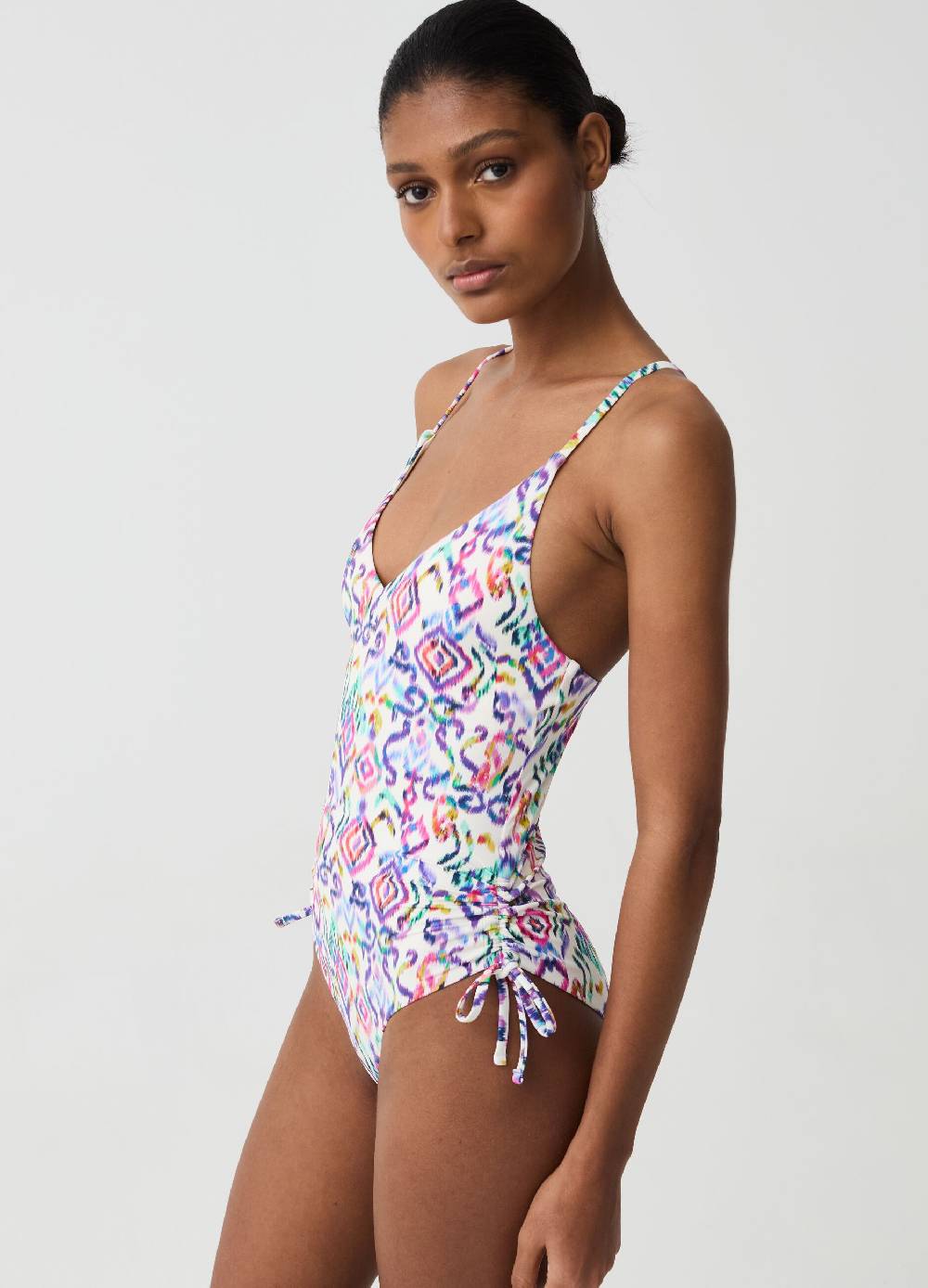 Ovs Costume intero con coulisse stampa ikat Moda
