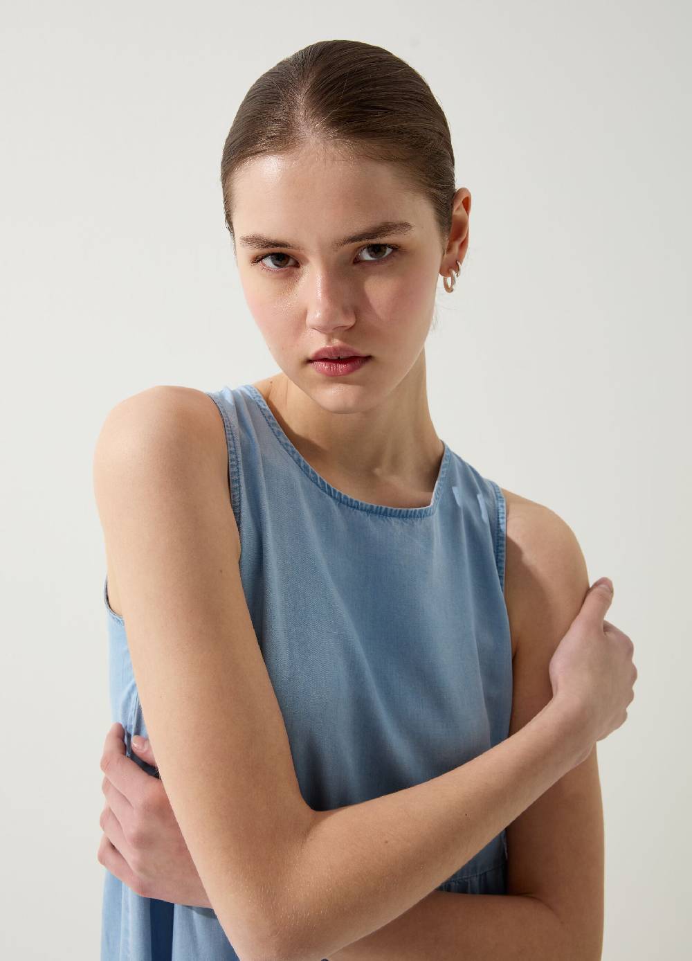 Ovs Vestito lungo effetto denim a balze Italy