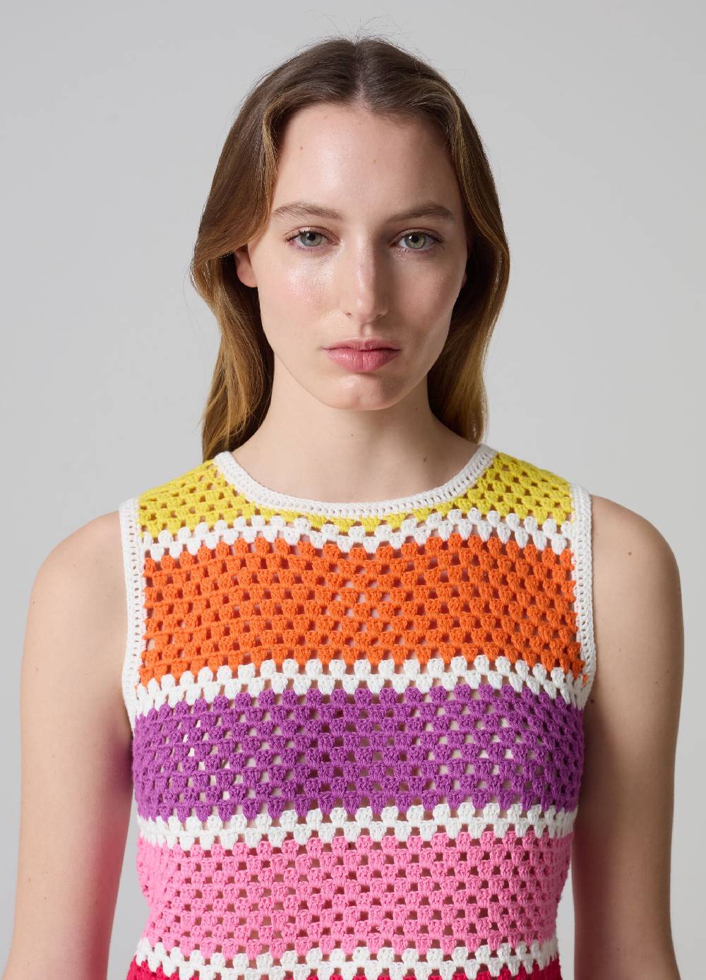 Ovs Tank top crochet a righe multicolor Nuovo