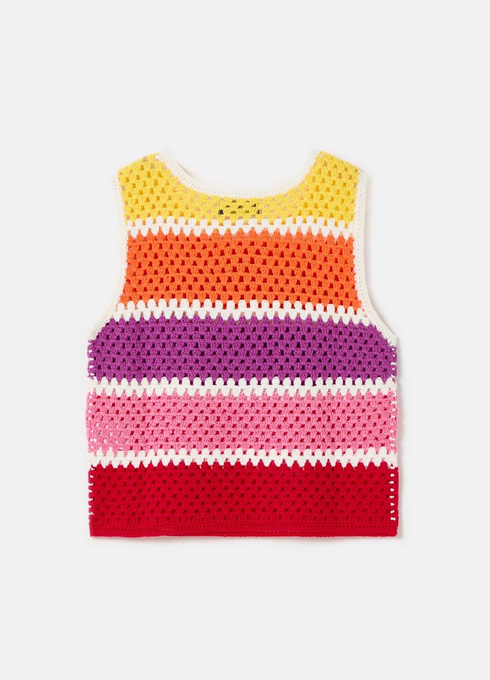 Ovs Tank top crochet a righe multicolor Nuovo