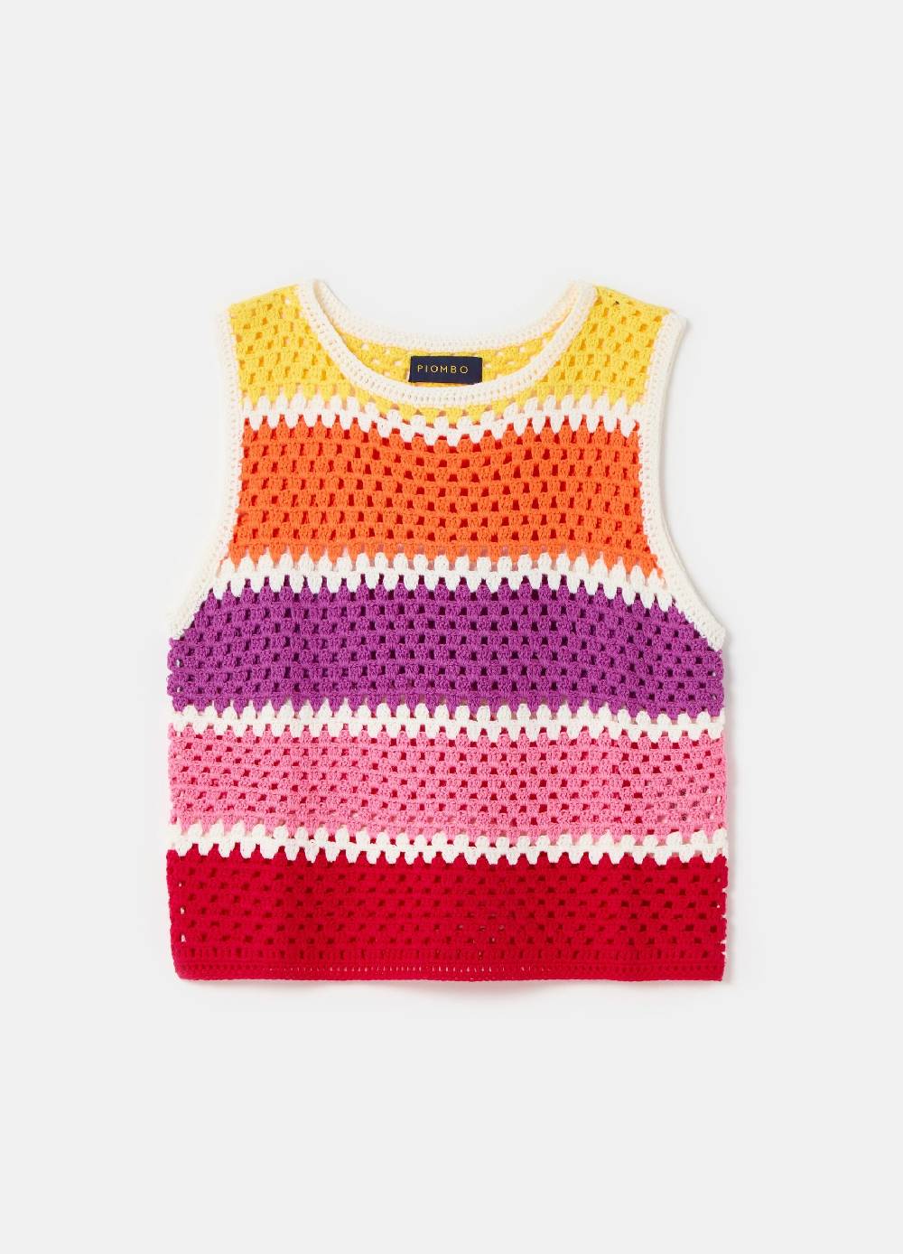 Ovs Tank top crochet a righe multicolor Nuovo