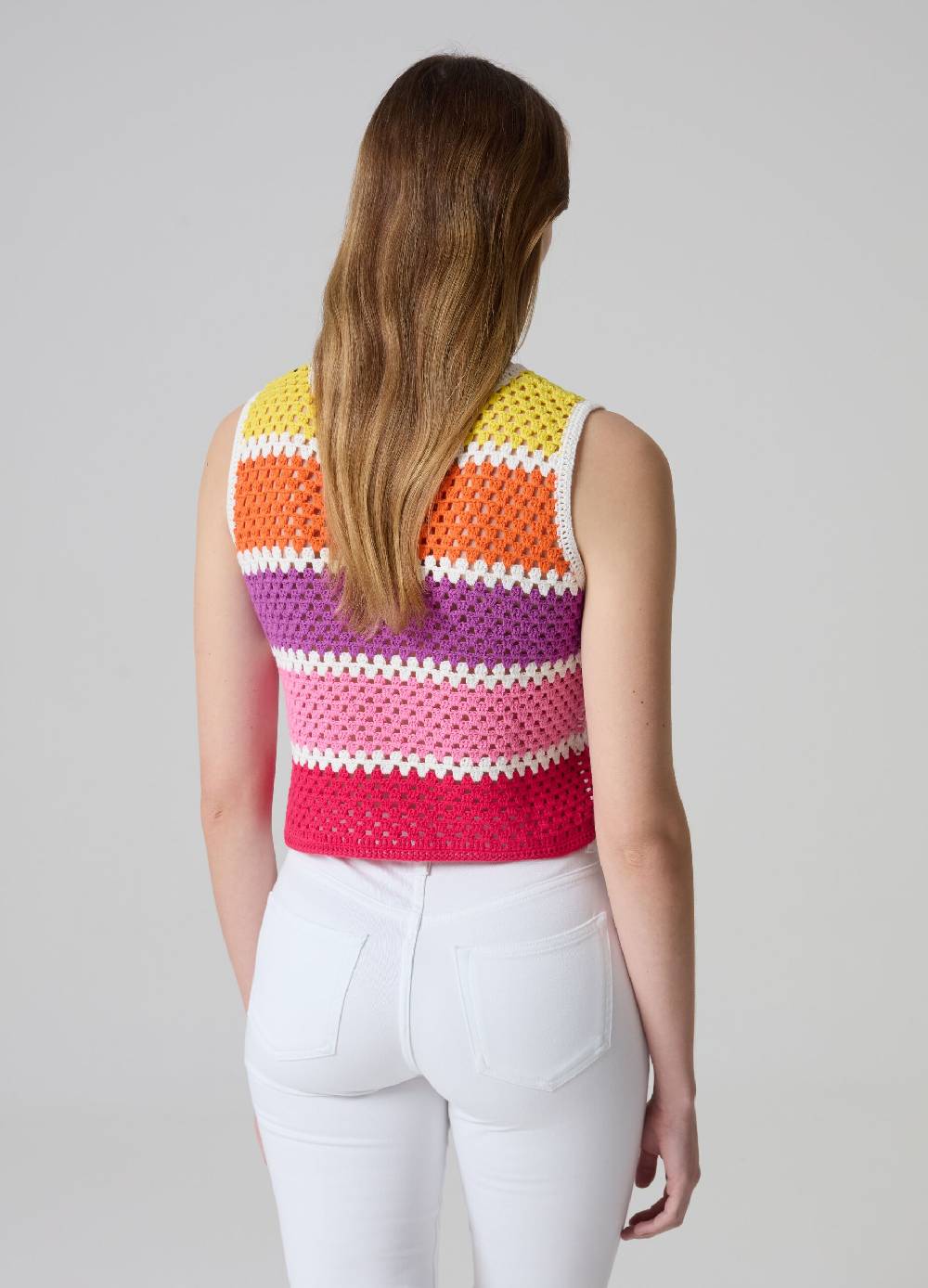Ovs Tank top crochet a righe multicolor Nuovo