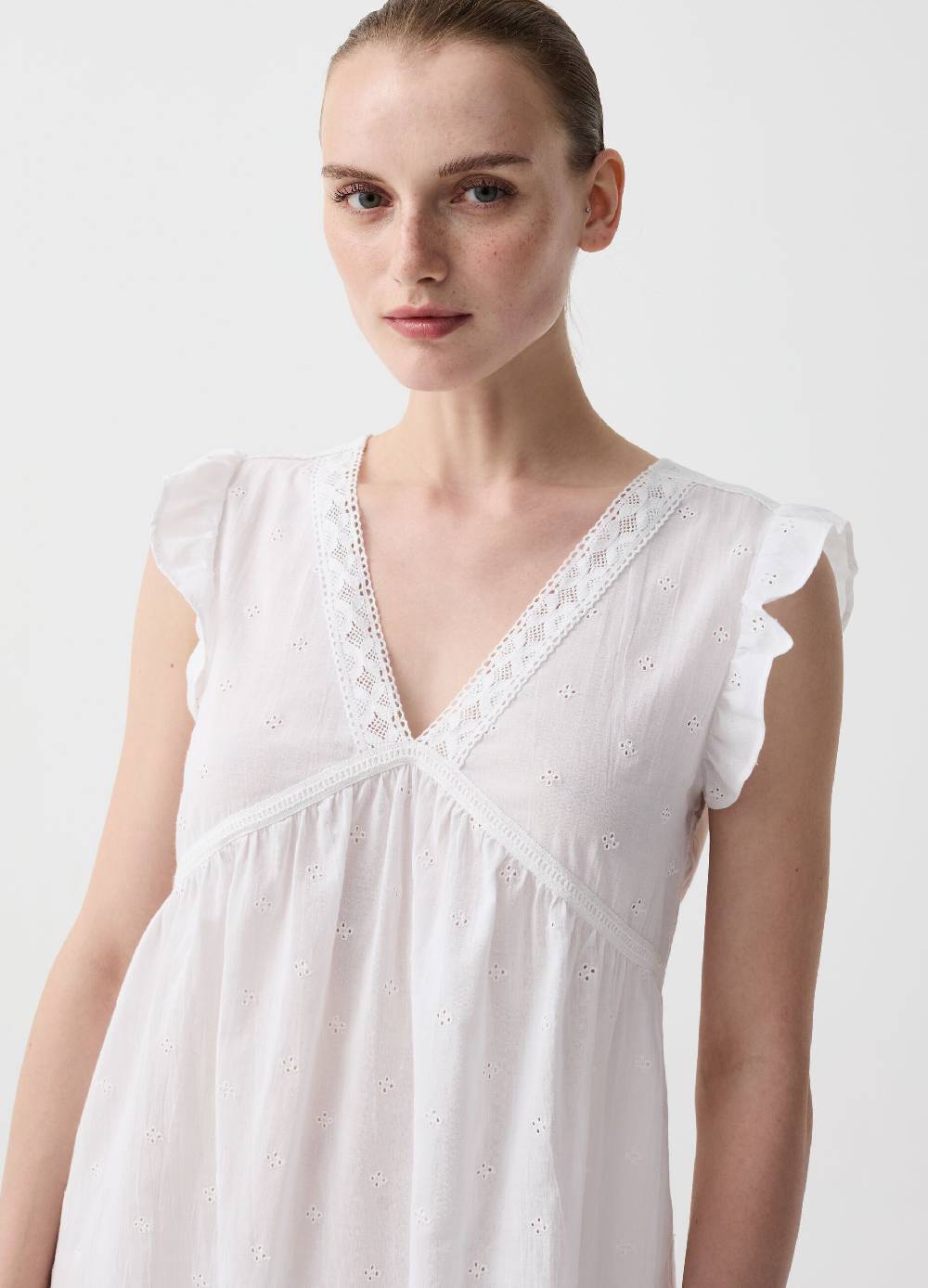 Ovs Camicia da notte in sangallo con volant Sottocosto