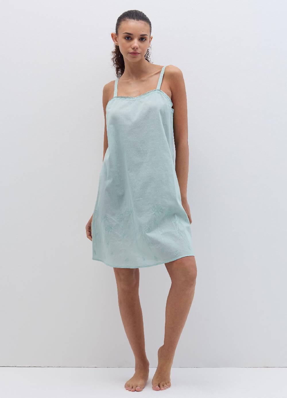 Ovs Camicia da notte in cotone con ricamo Convenienza