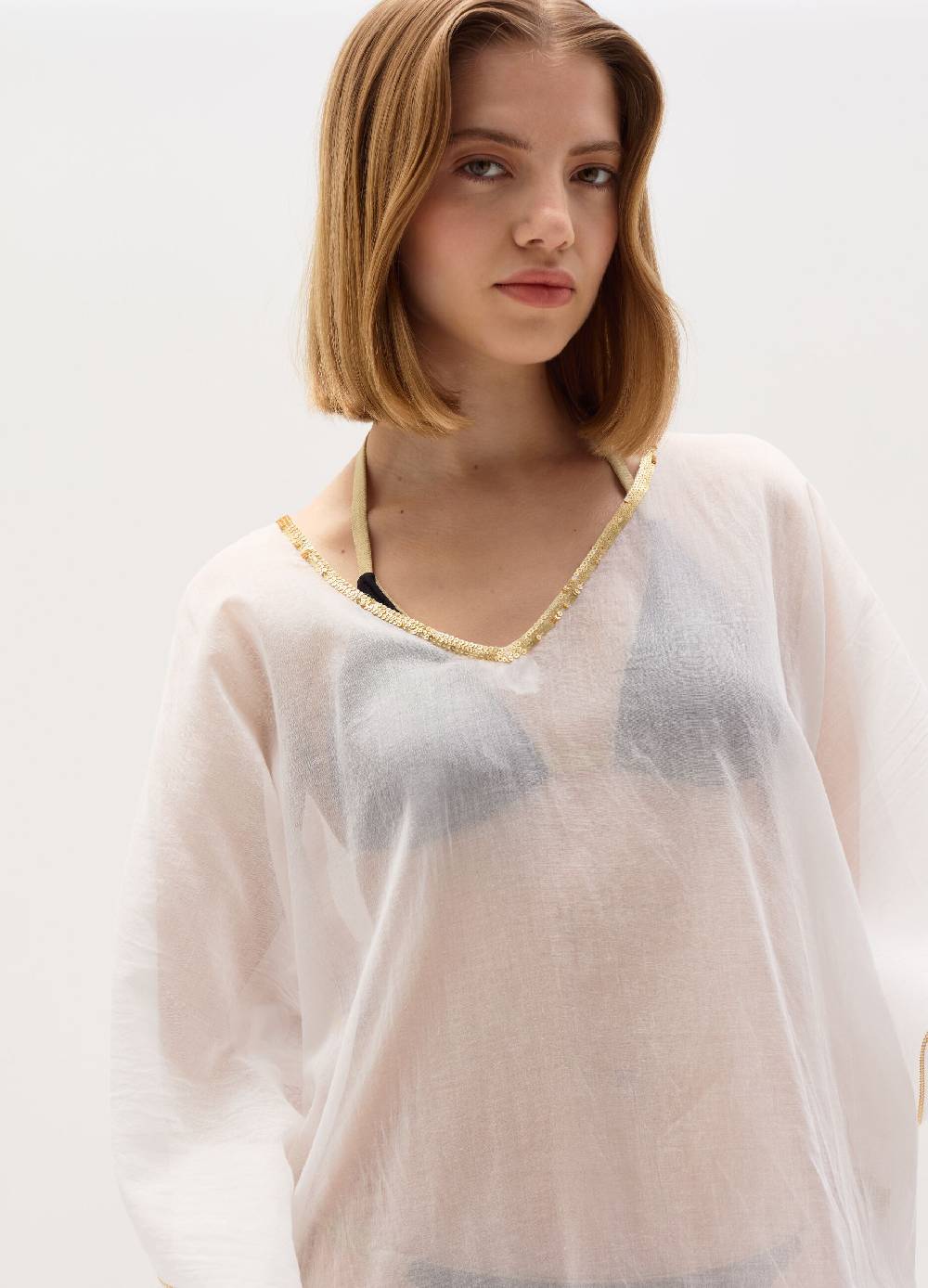 Ovs Poncho copri costume con profili in lurex Online