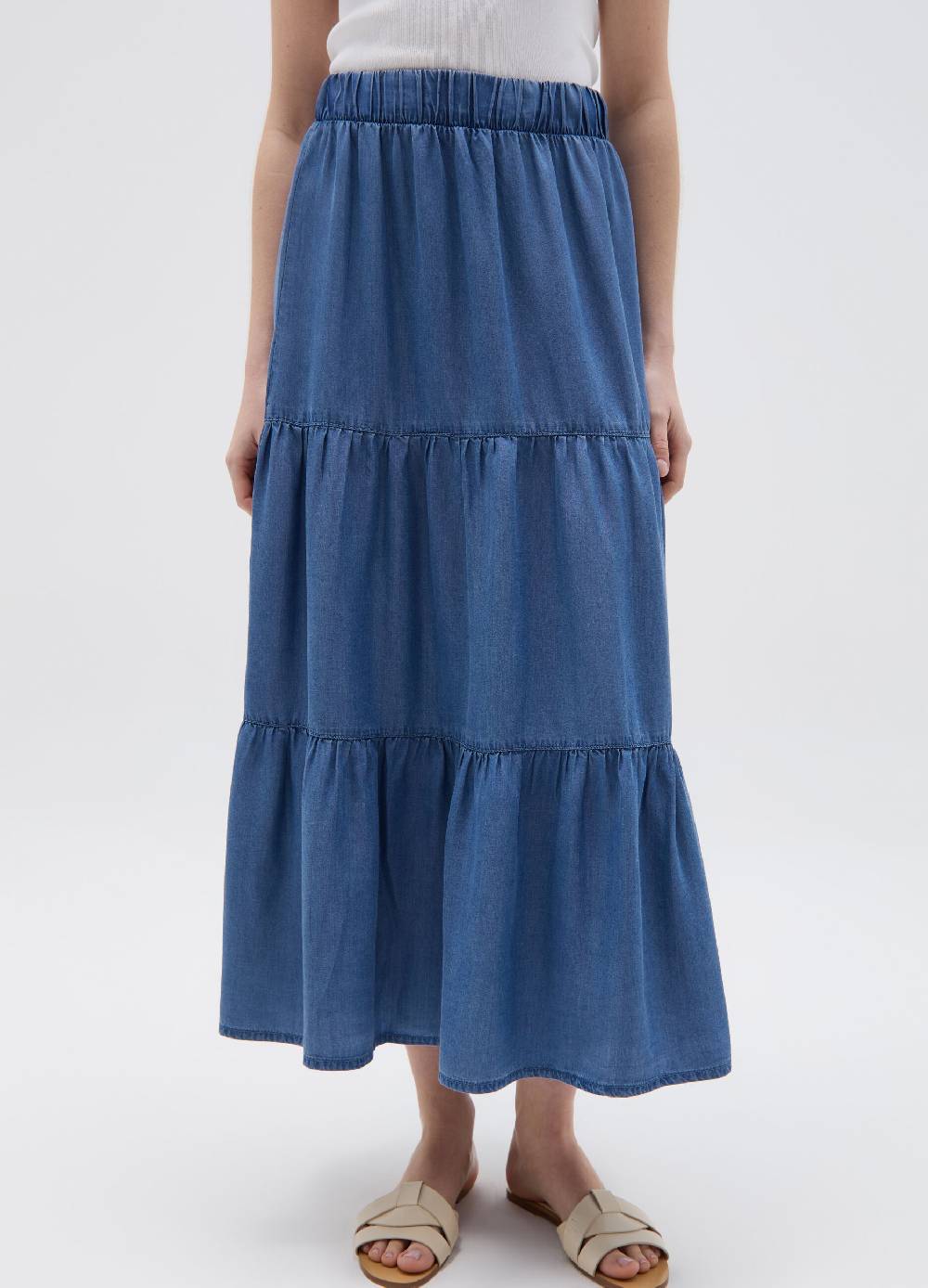 Ovs Gonna lunga effetto denim a balze Qualità Garantita