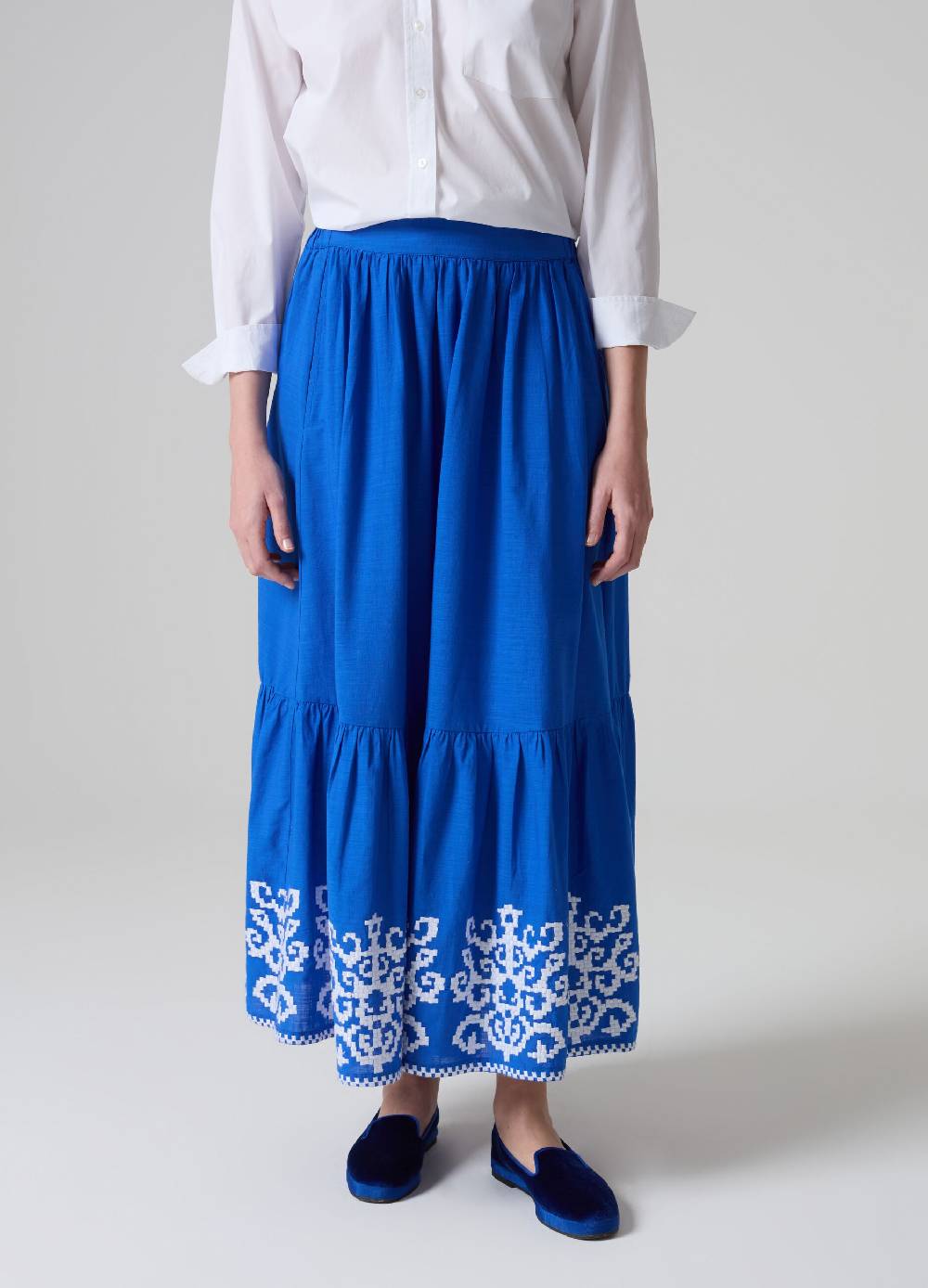 Ovs Gonna lunga con balza ricamo etnico Outlet