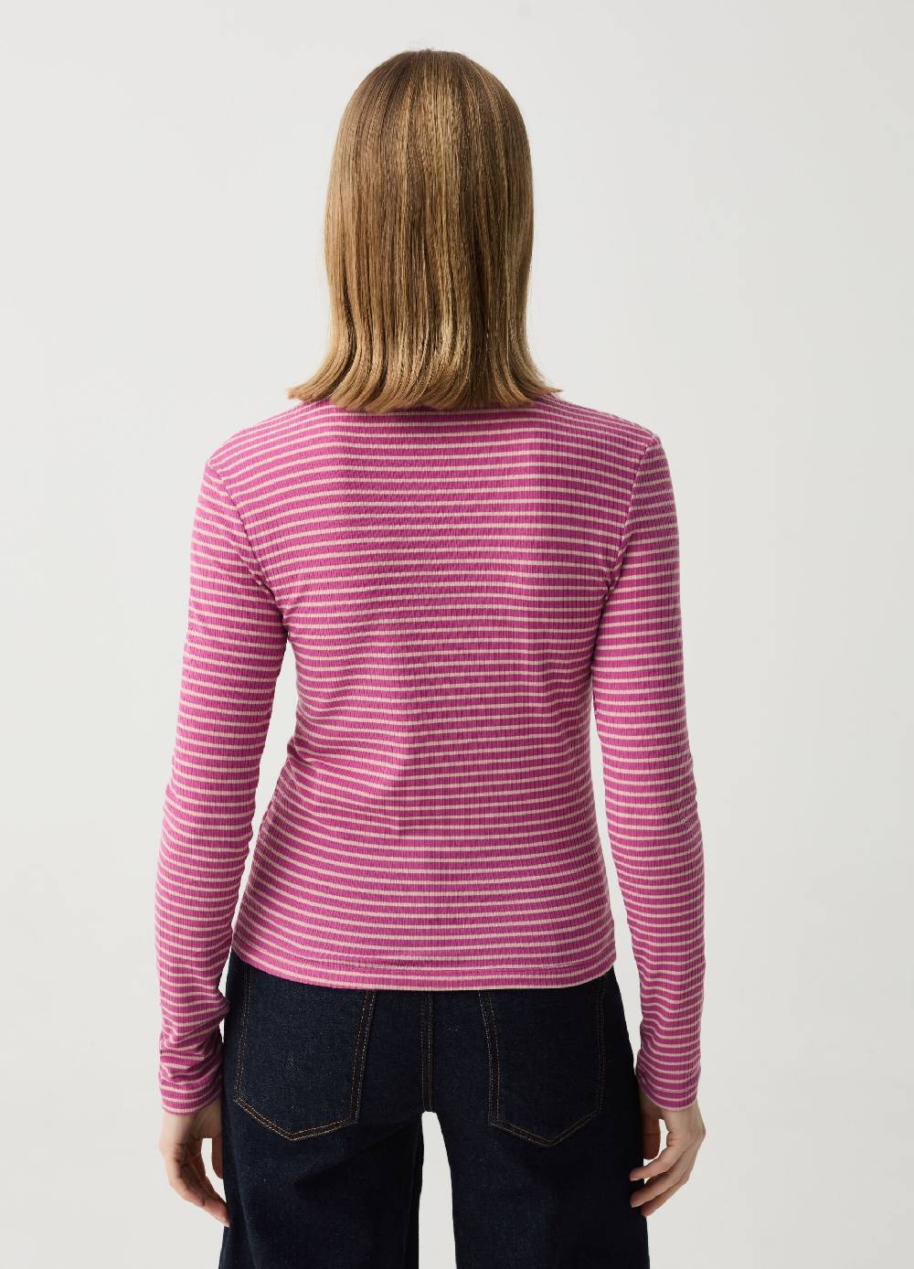 Ovs T-shirt a righe con maniche lunghe e nodo In Vendita
