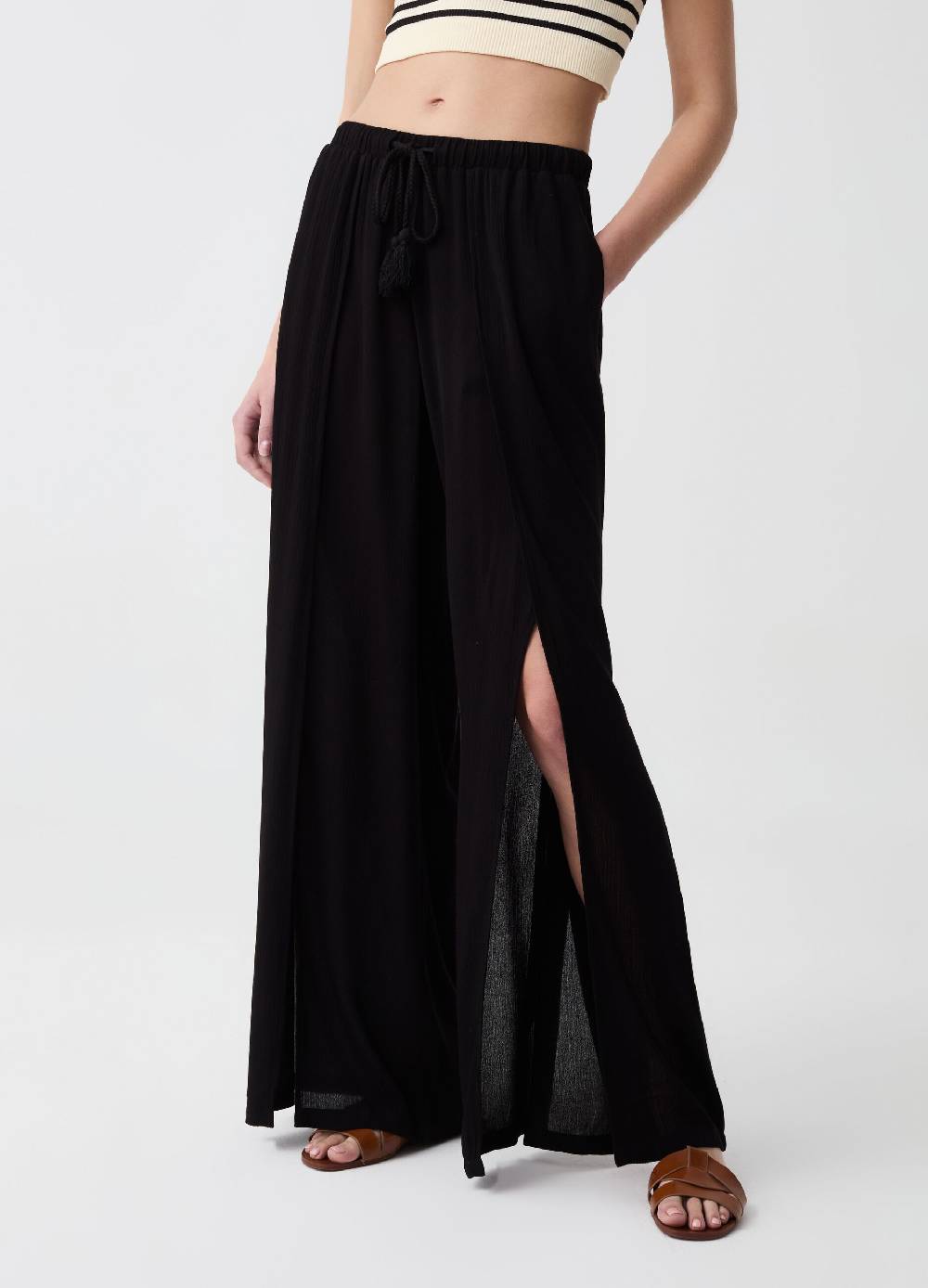 Ovs Pantalone palazzo wide leg con spacchi Offerte
