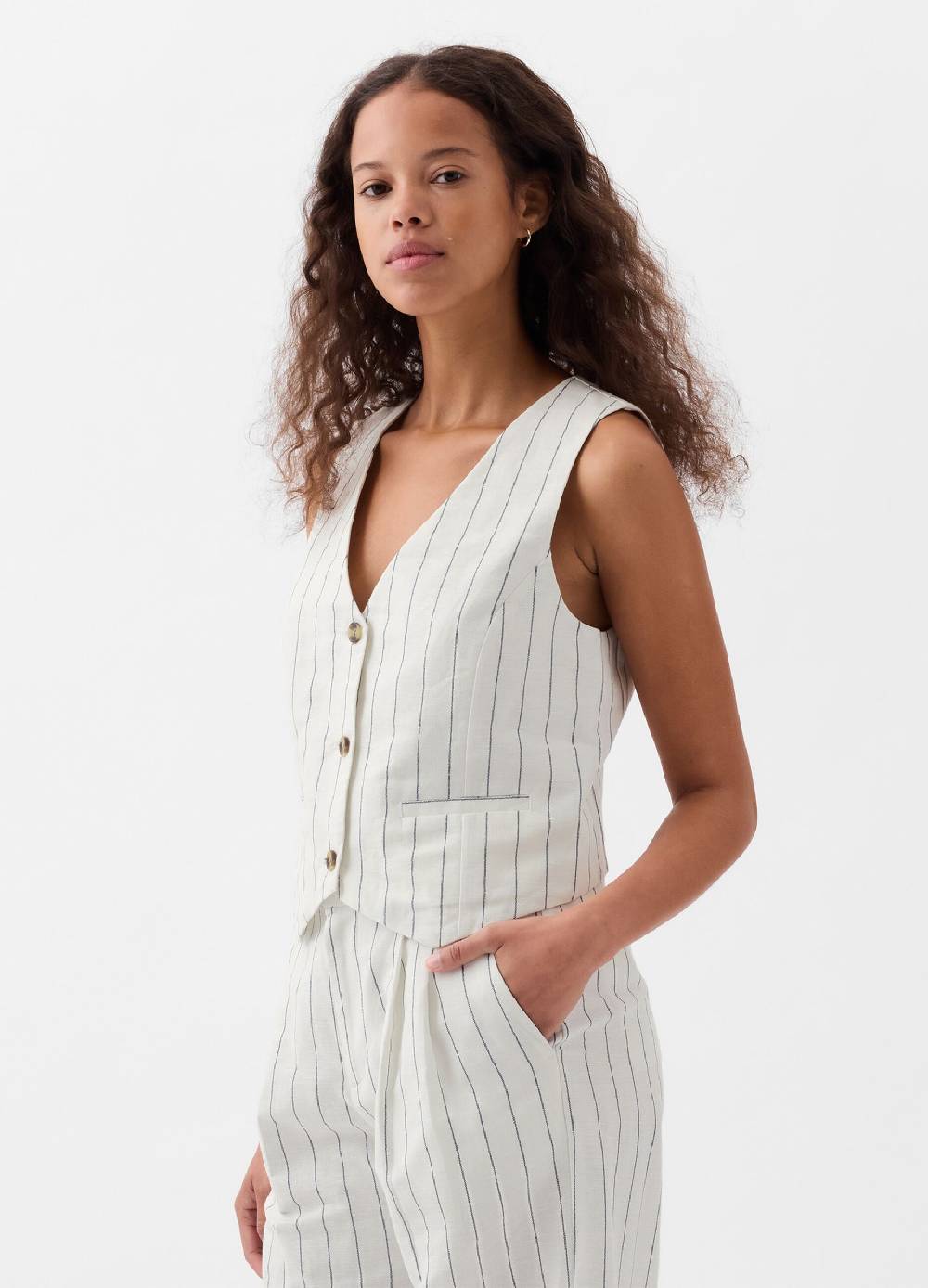 Ovs Gilet in lino e viscosa scollo a V Hotsell