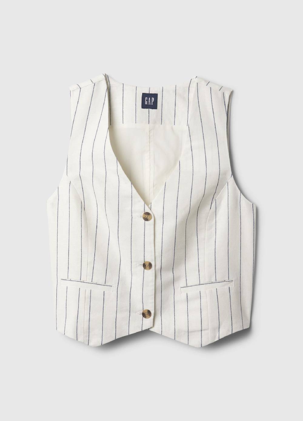 Ovs Gilet in lino e viscosa scollo a V Hotsell