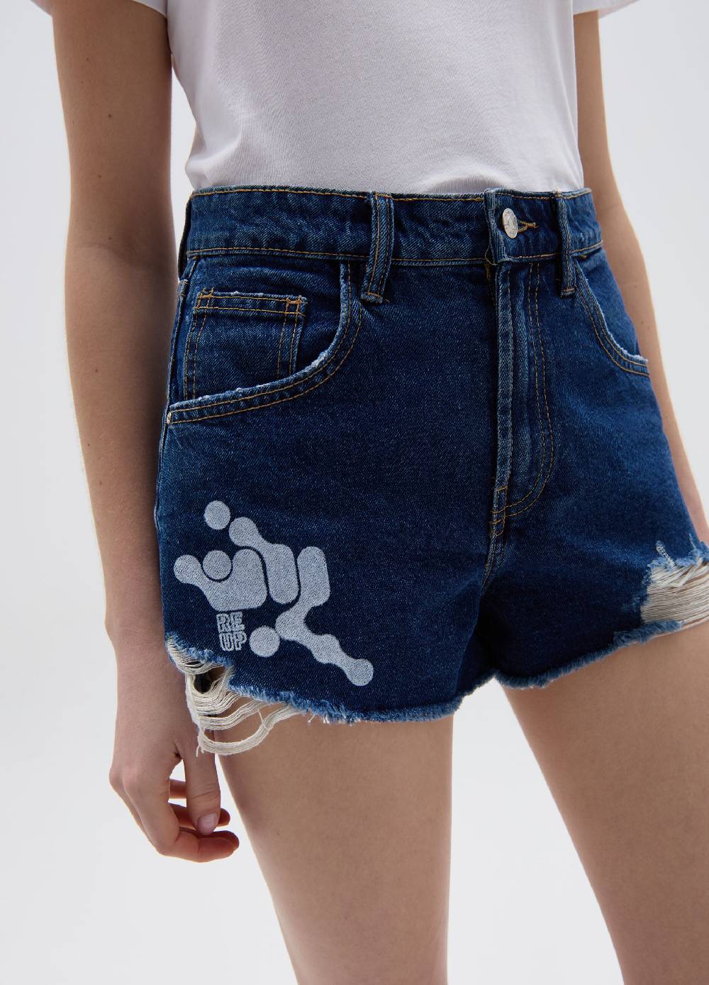 Ovs Shorts in denim con strappi RE-UP Vendita Economica