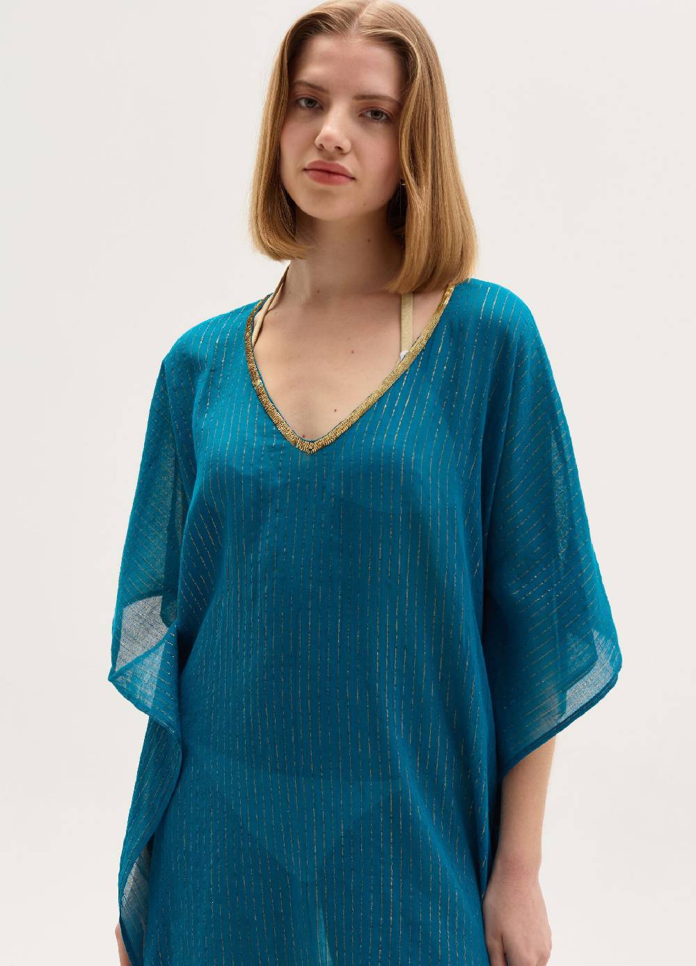 Ovs Poncho copri costume in cotone e lurex Nuova