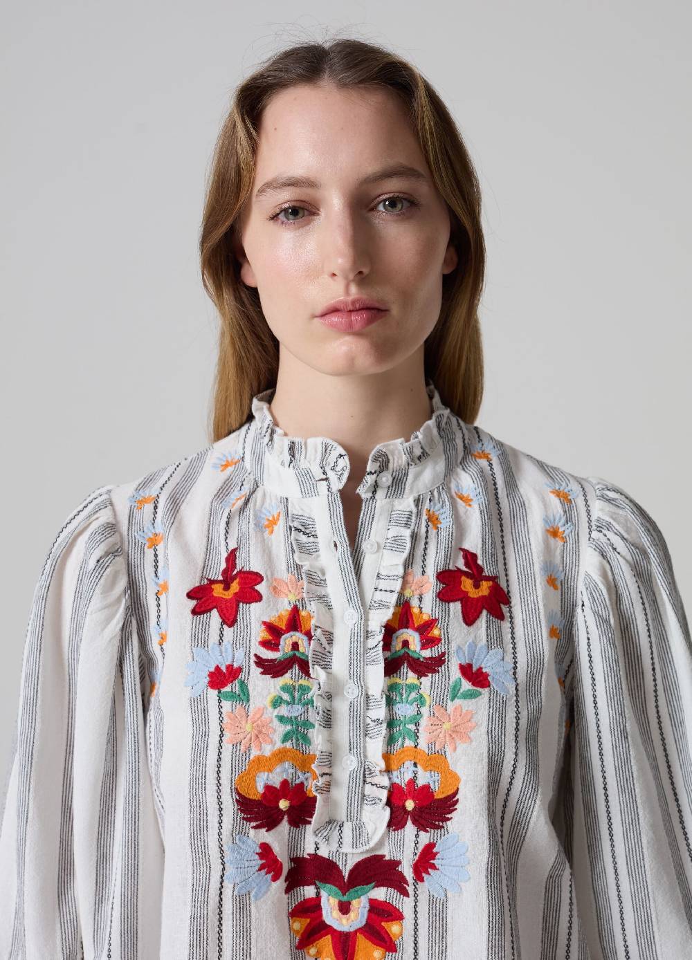 Ovs Blusa a righe con fiori ricamati 2025