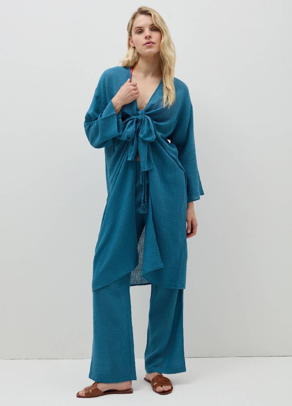 Ovs Kimono copri costume scollo a V con nodo Promozione Limitata