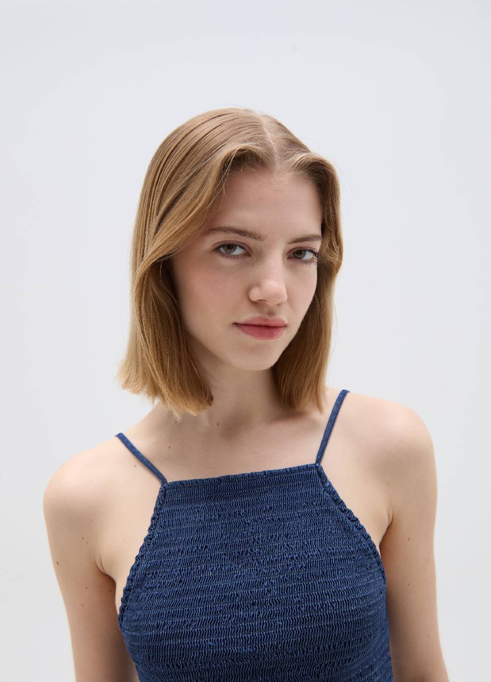 Ovs Vestito corto effetto denim con balza Novità