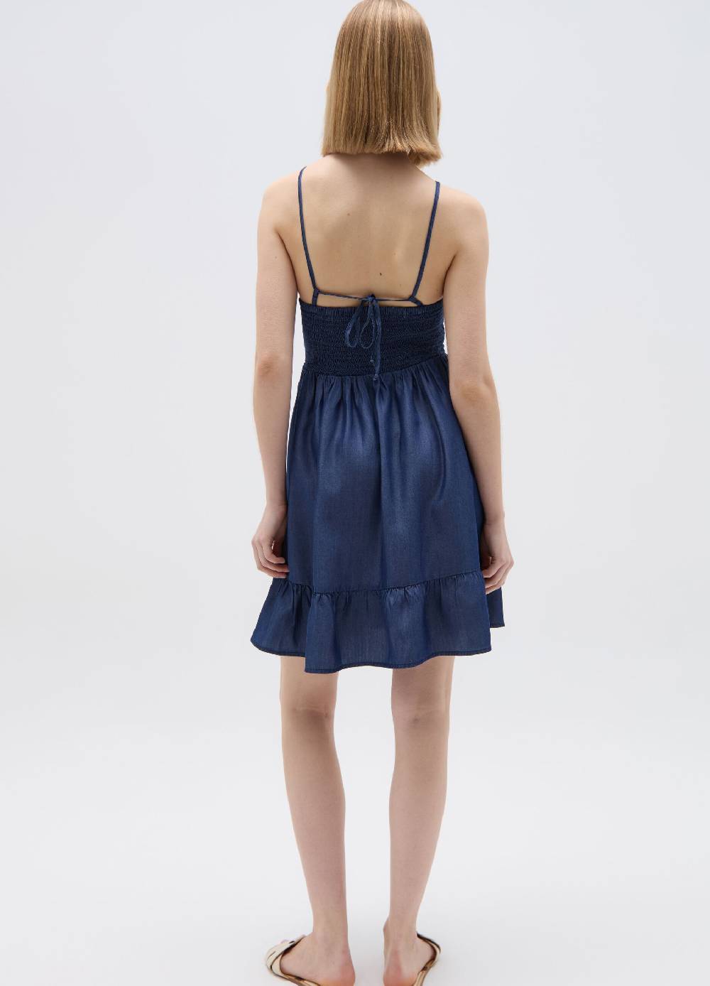 Ovs Vestito corto effetto denim con balza Novità