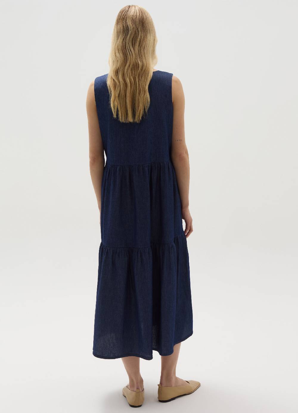 Ovs Vestito lungo in denim a balze Sconto