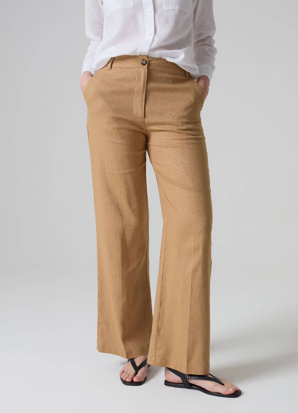 Ovs Pantaloni dritti in lino e viscosa Saldi Di Fabbrica