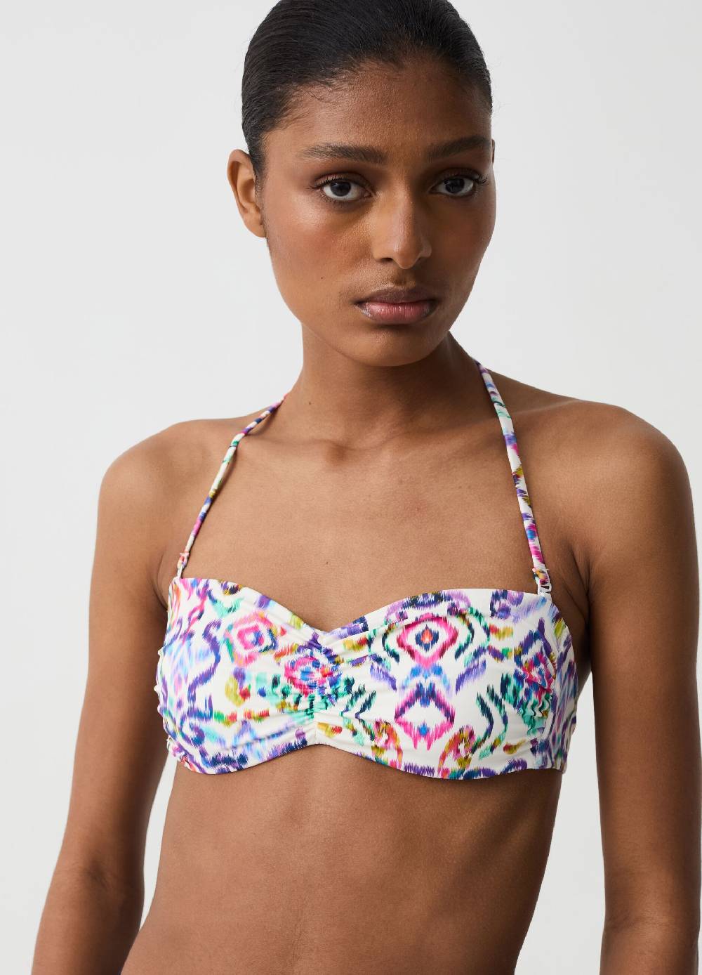 Ovs Top bikini a fascia con stampa ikat In Saldo