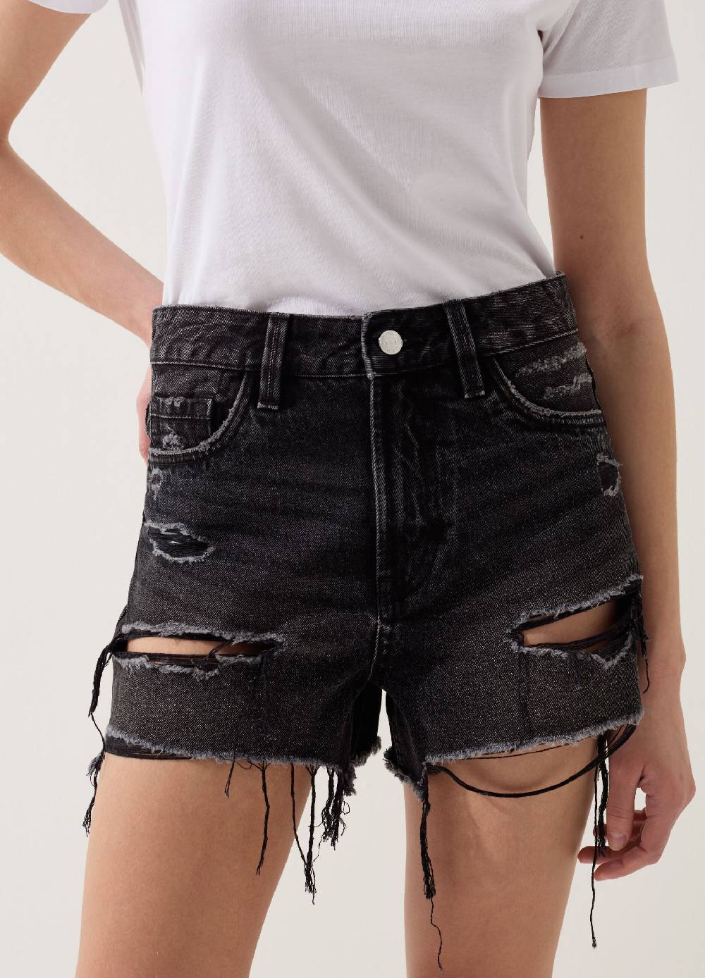 Ovs Shorts in denim con strappi a vita alta Online Outlet