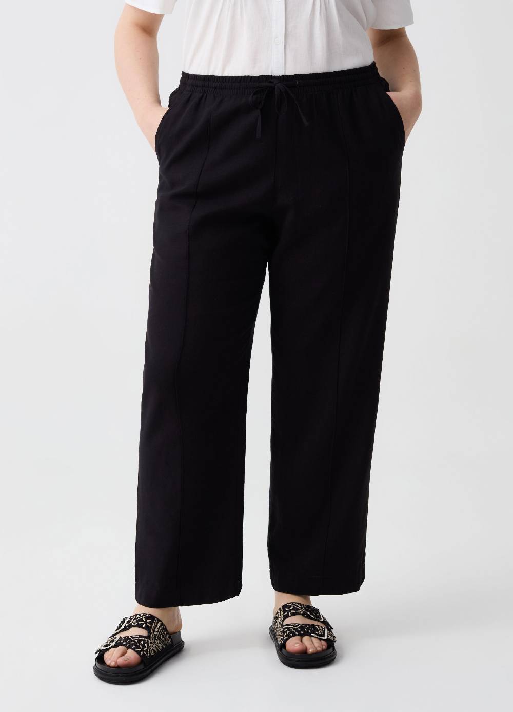 Ovs Pantaloni wide leg in lino e viscosa Curvy Nuovi prodotti