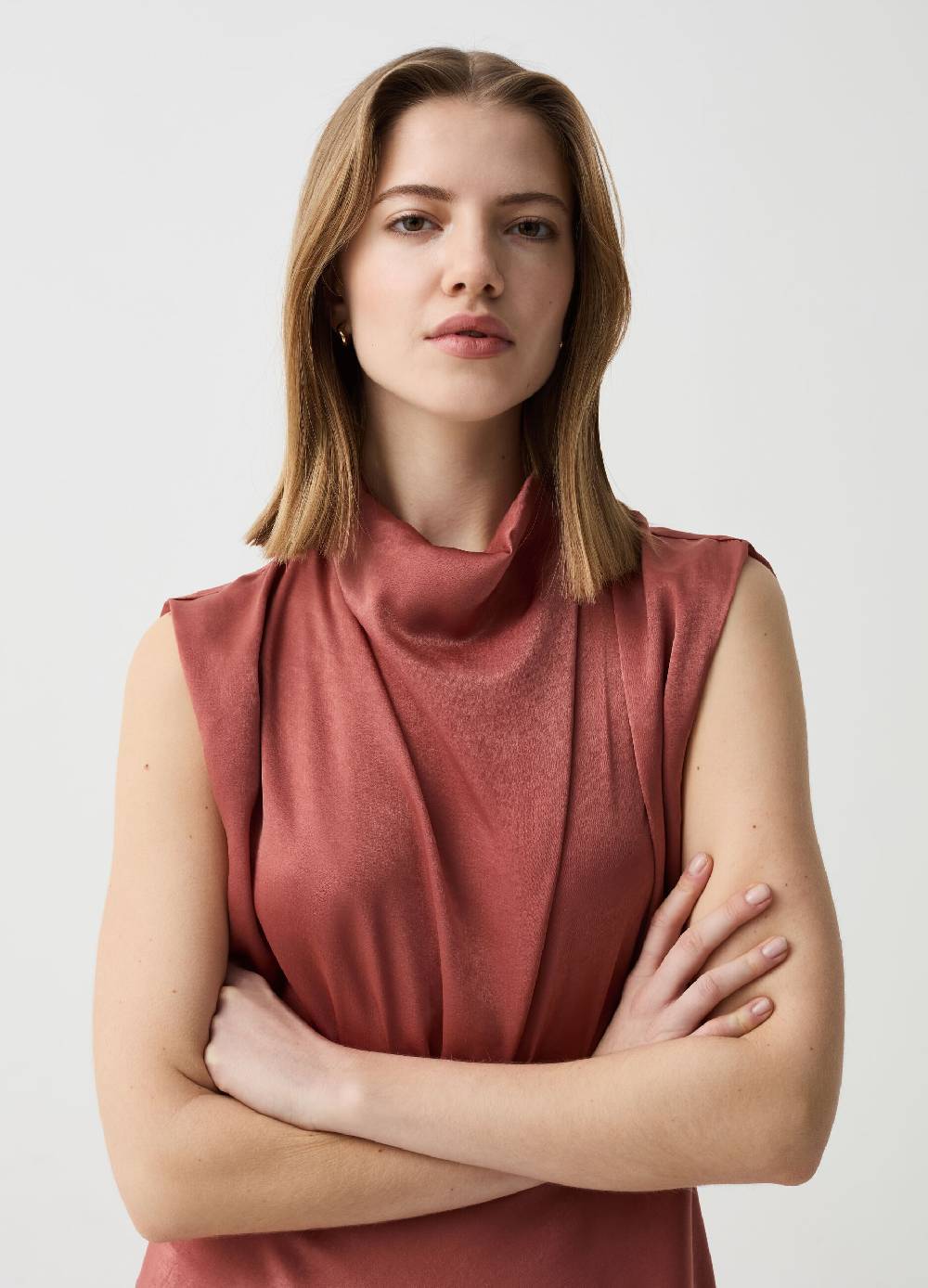 Ovs Abito smanicato in satin con drappeggio Outlet