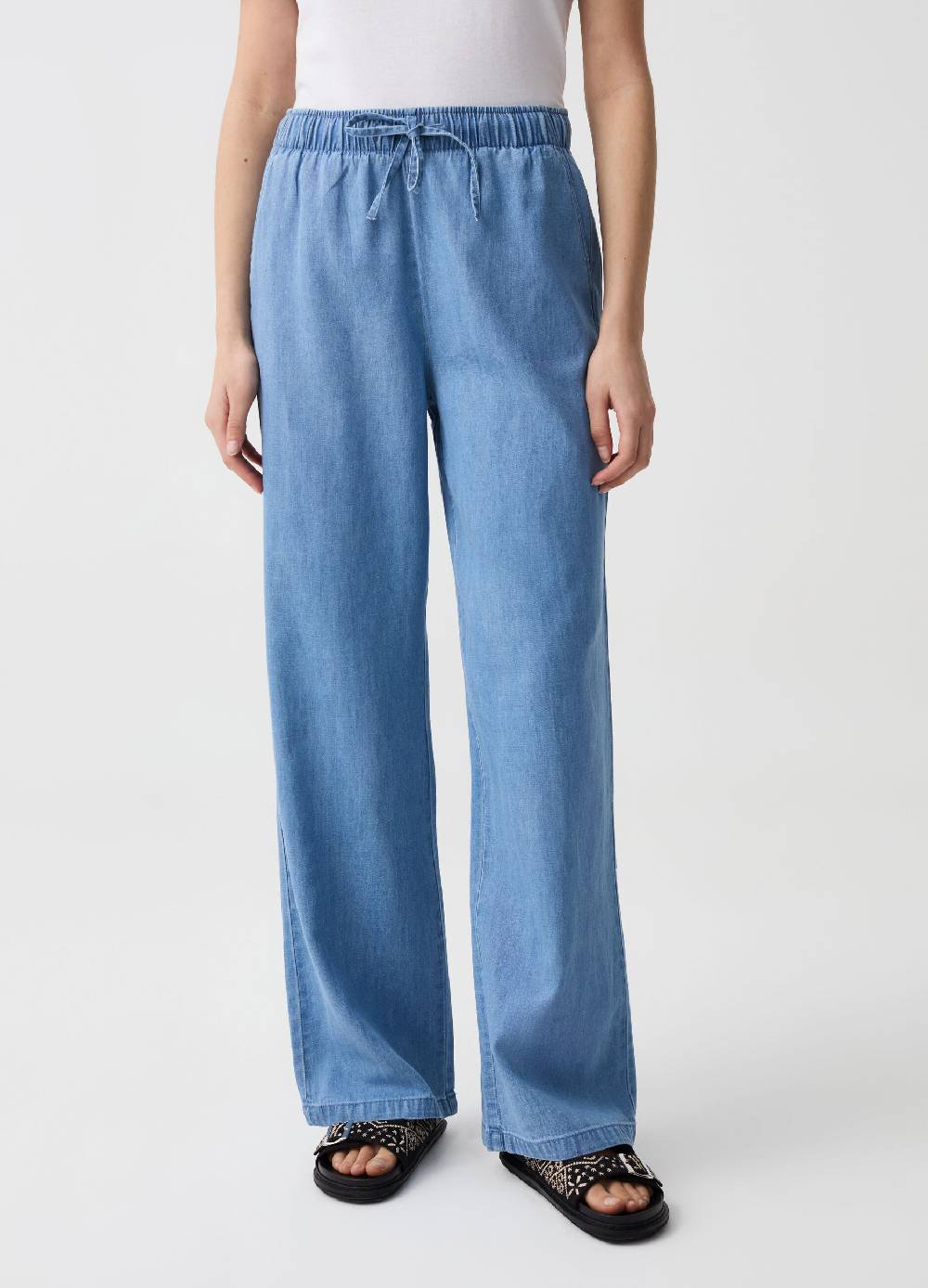 Ovs Joggers wide leg effetto denim In Vendita