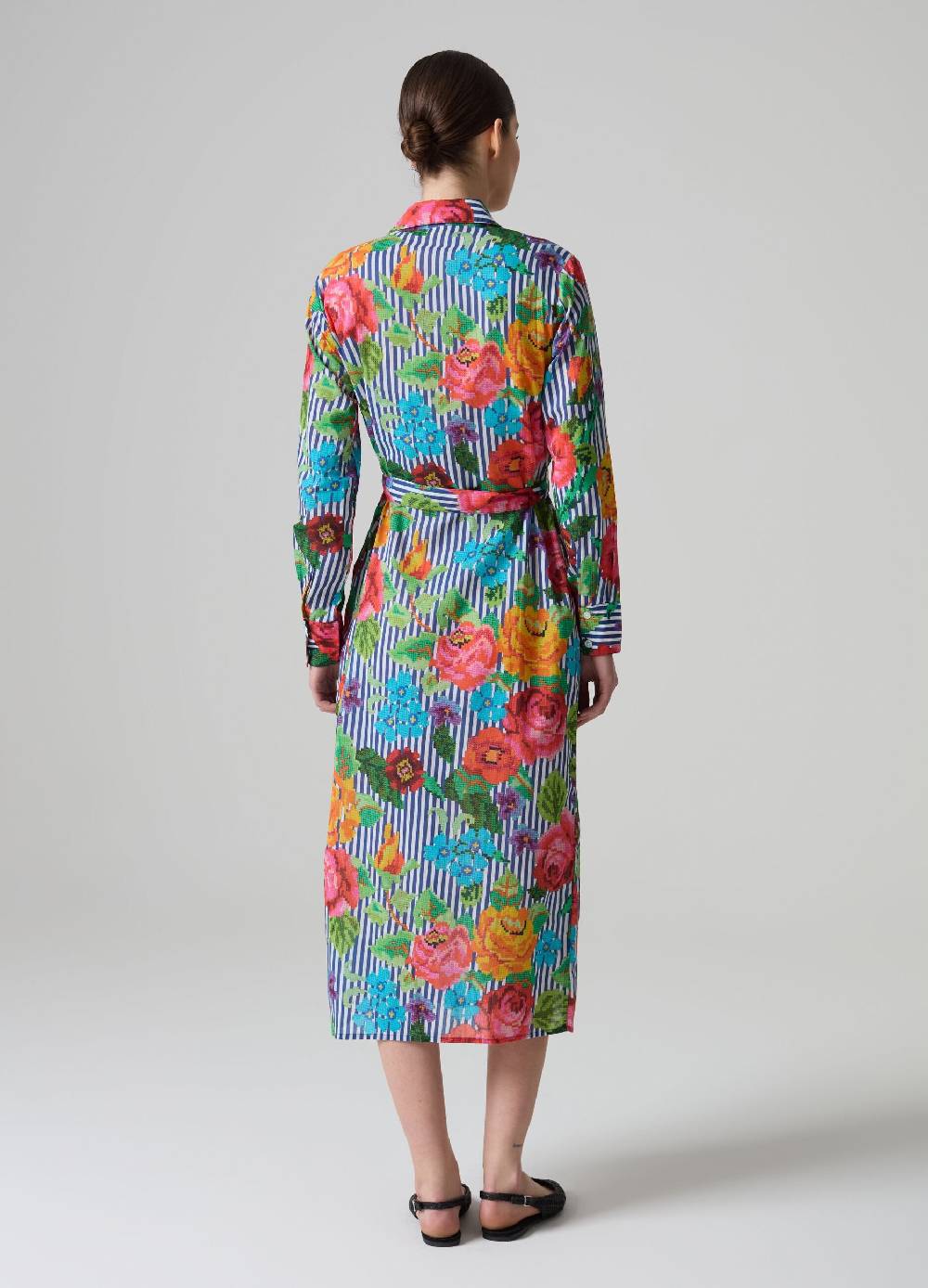 Ovs Vestito chemisier a righe con disegno a fiori Hotsell