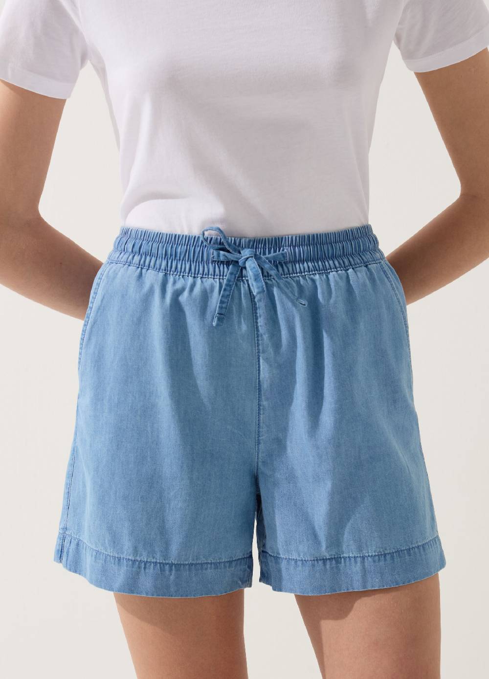 Ovs Shorts fluido effetto denim con coulisse Vendita Calda