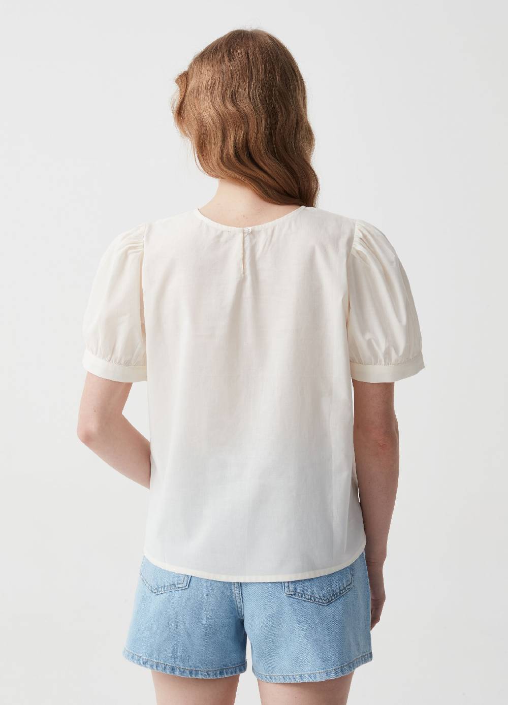 Ovs Blusa in cotone con inserto in sangallo Moda