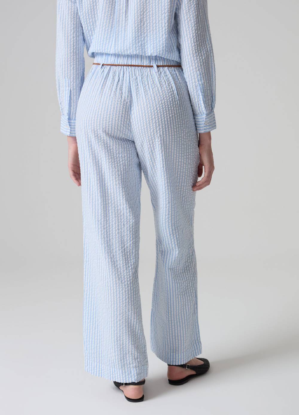 Ovs Pantaloni in seersucker a righe con cintura Offerta temporanea