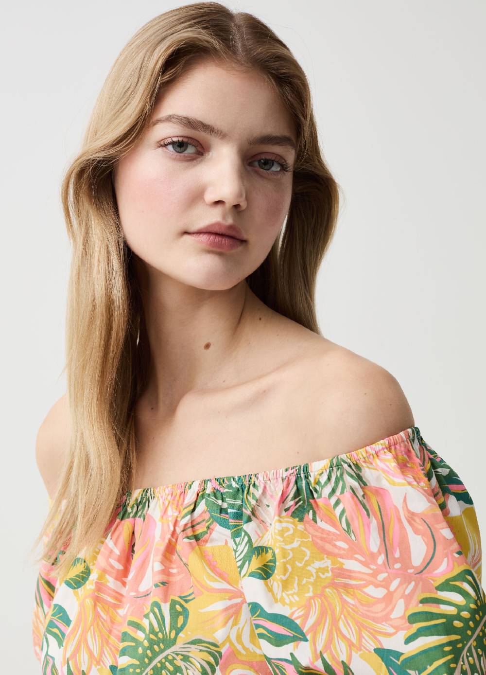 Ovs Crop top in cotone con spalle scoperte Novità