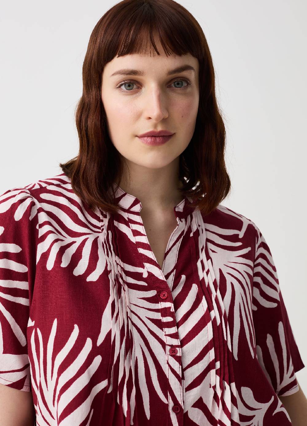 Ovs Blusa in lino e viscosa con bottoni Curvy In Vendita