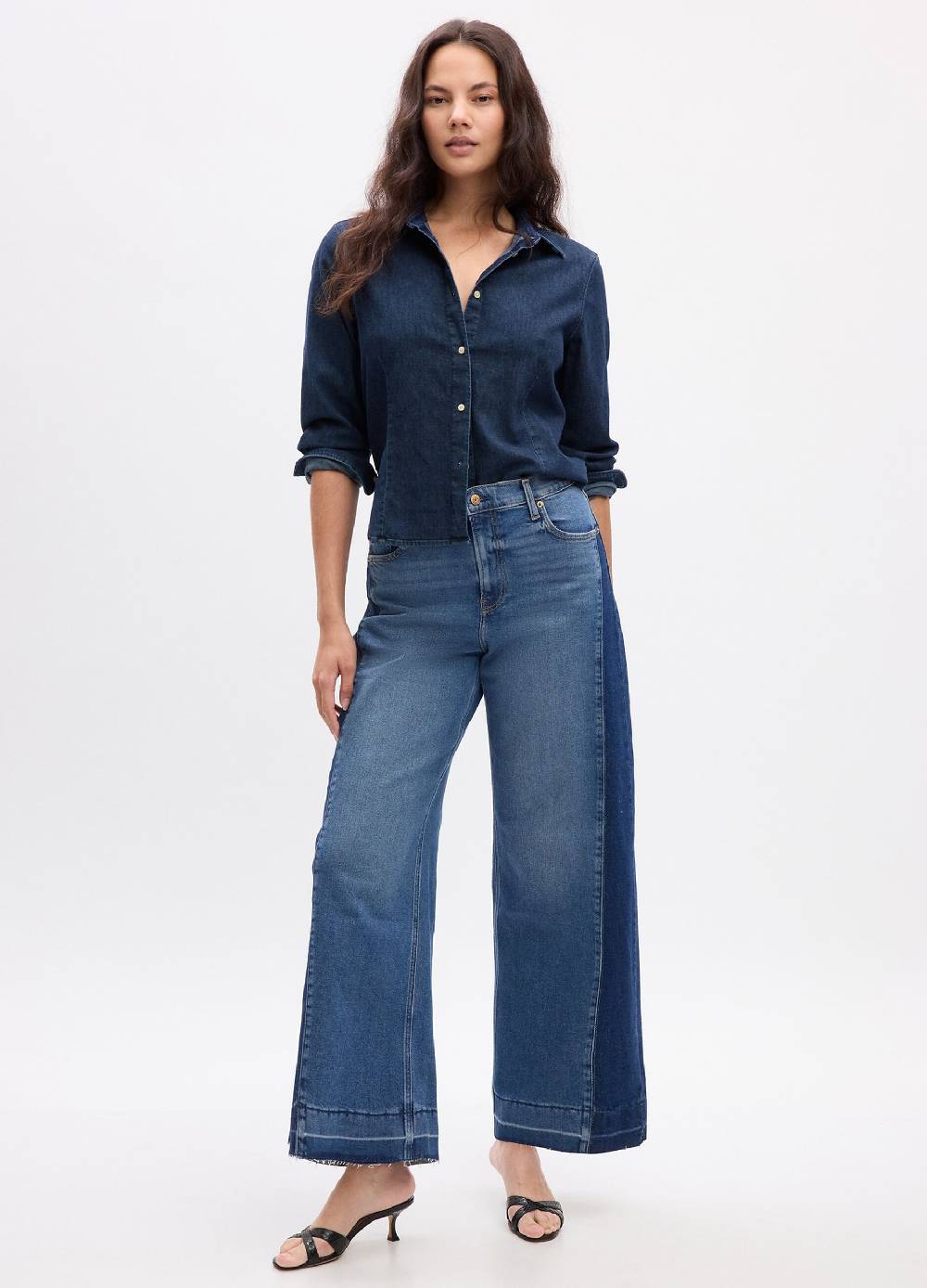 Ovs Jeans wide leg bicolore a vita alta Moda