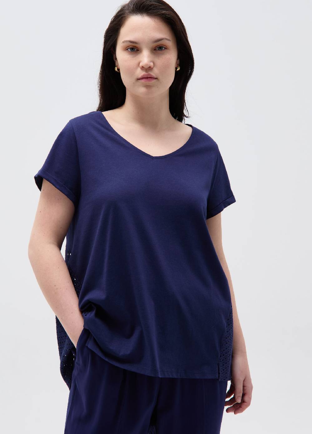 Ovs T-shirt con inserto traforato Curvy Grande vendita